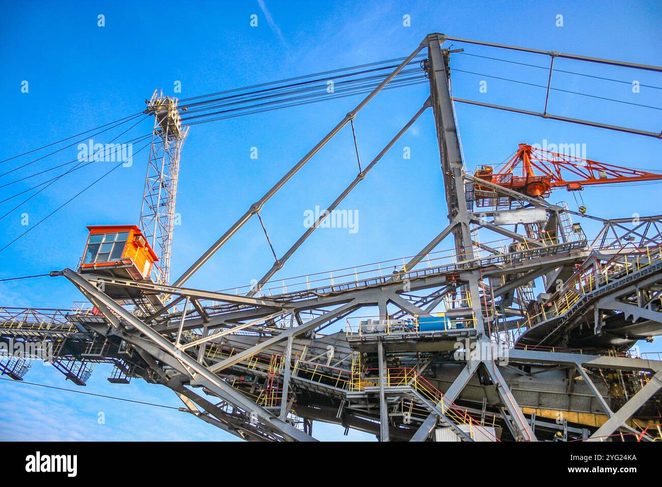 Heavy equipment in an open-pit lignite mine in central Europe Stock Photo
