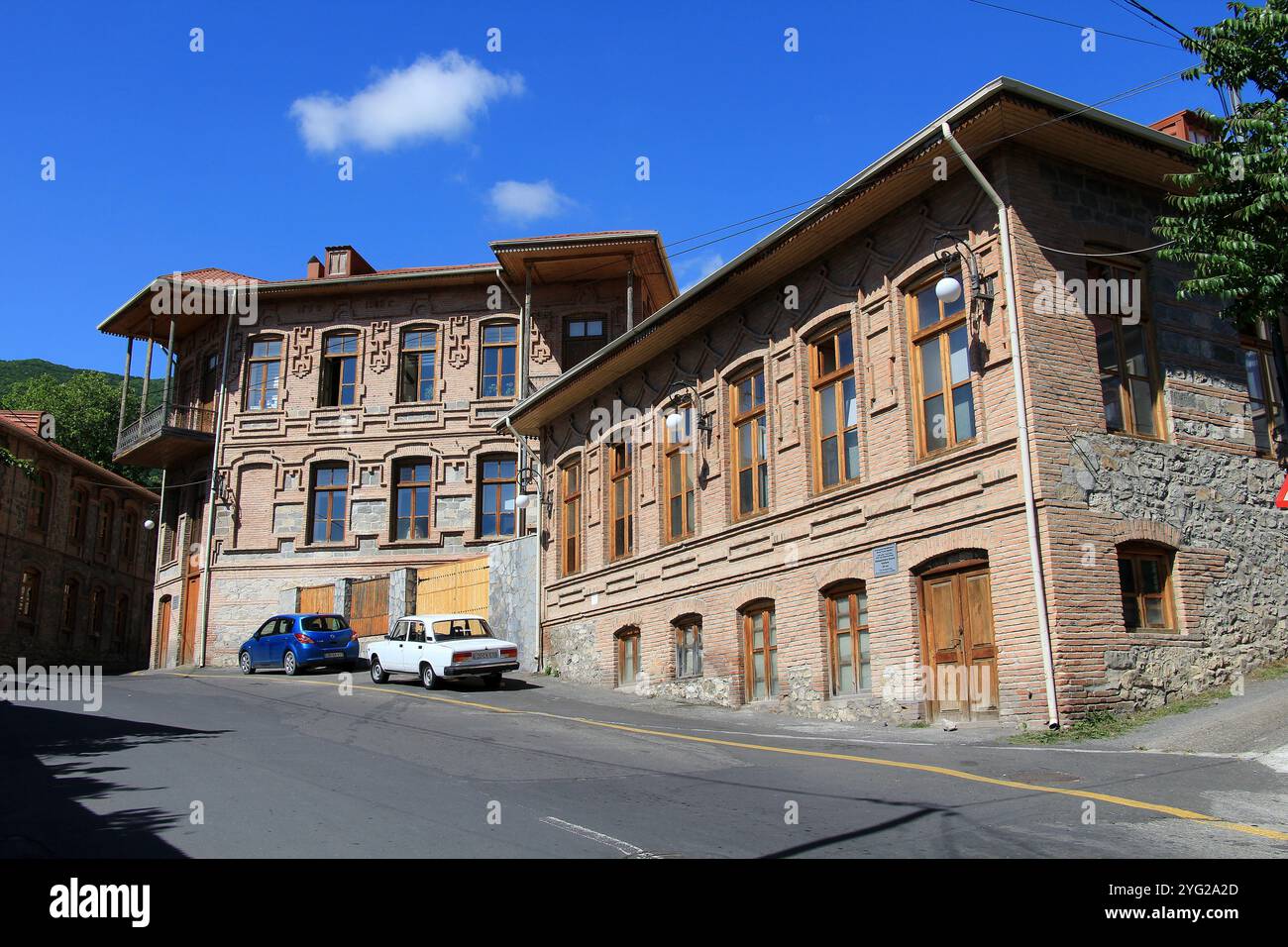 Traditional Sheki houses were built in the 20th century. The brick workmanship in the houses is remarkable. Azerbaijan. Stock Photo