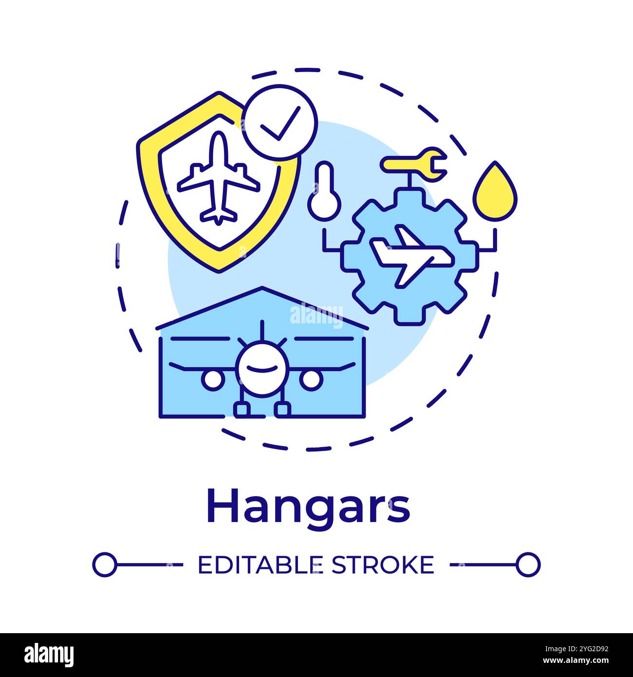 Hangars multi color concept icon Stock Vector