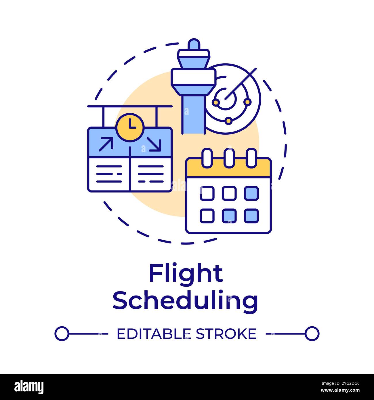 Flight scheduling multi color concept icon Stock Vector