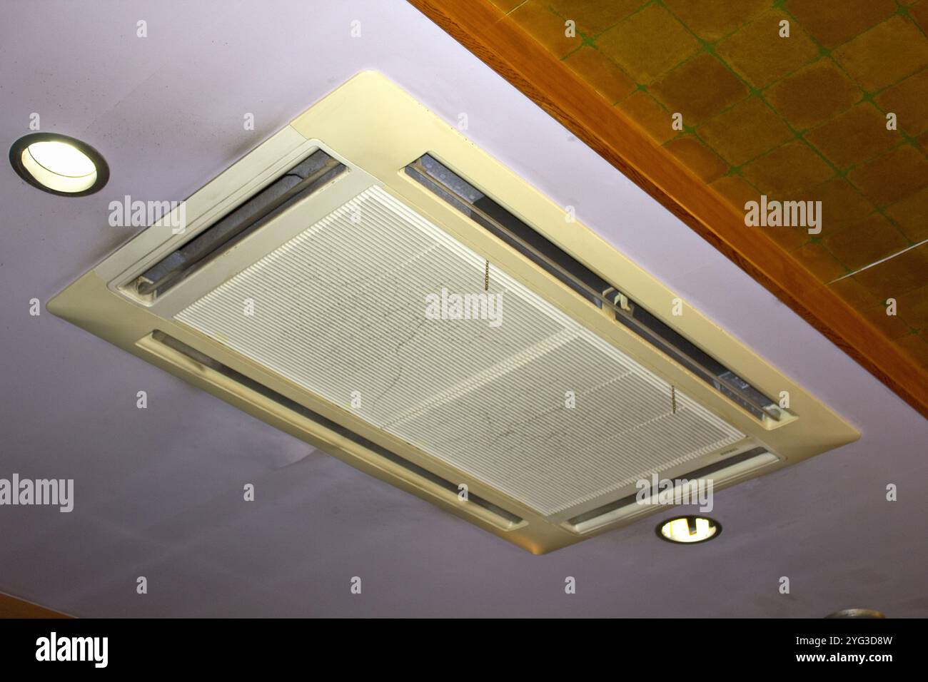 Dirty air conditioner in ceiling Stock Photo