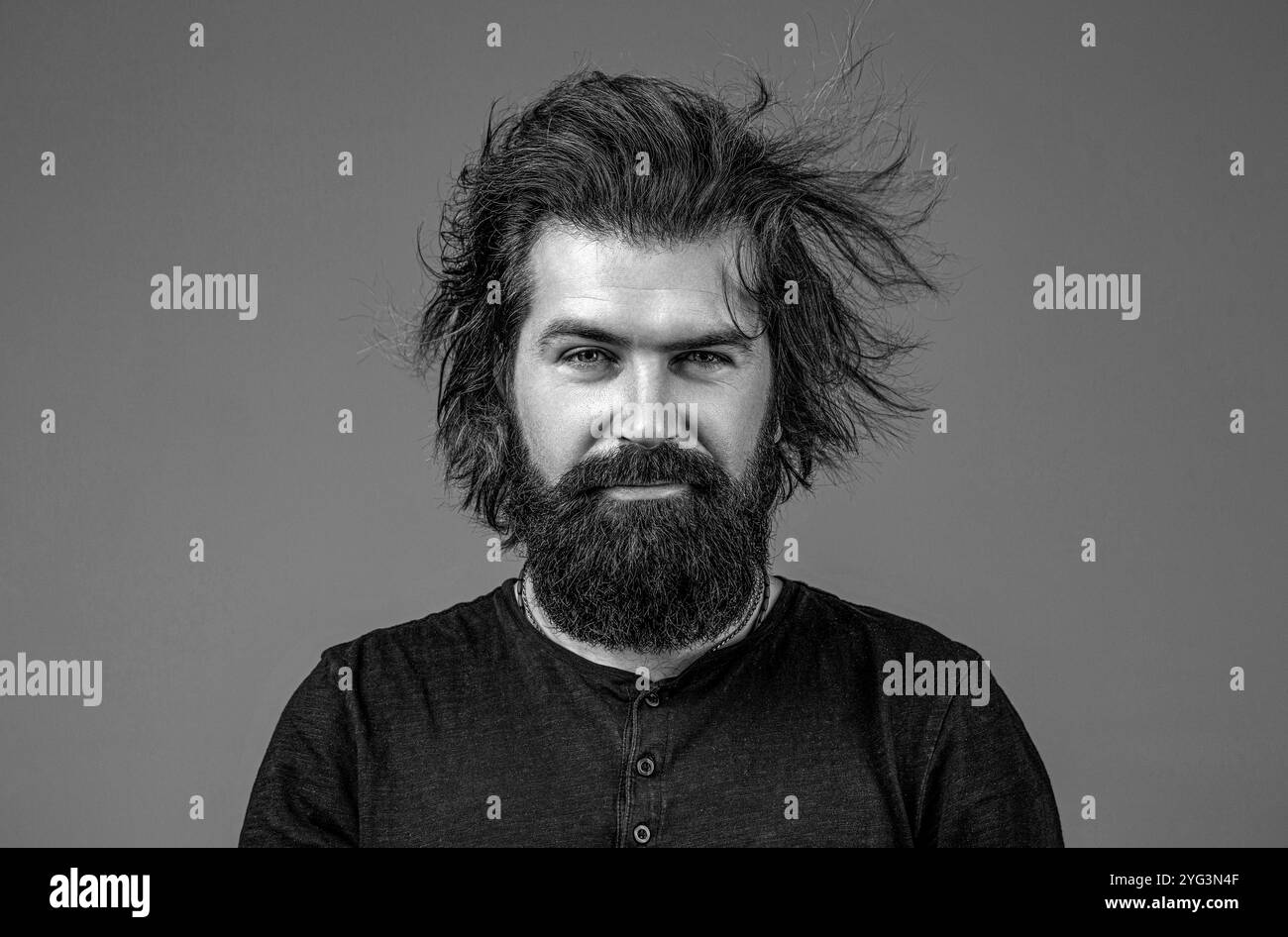 Handsome positive young bearded guy Black and White Stock Photos ...