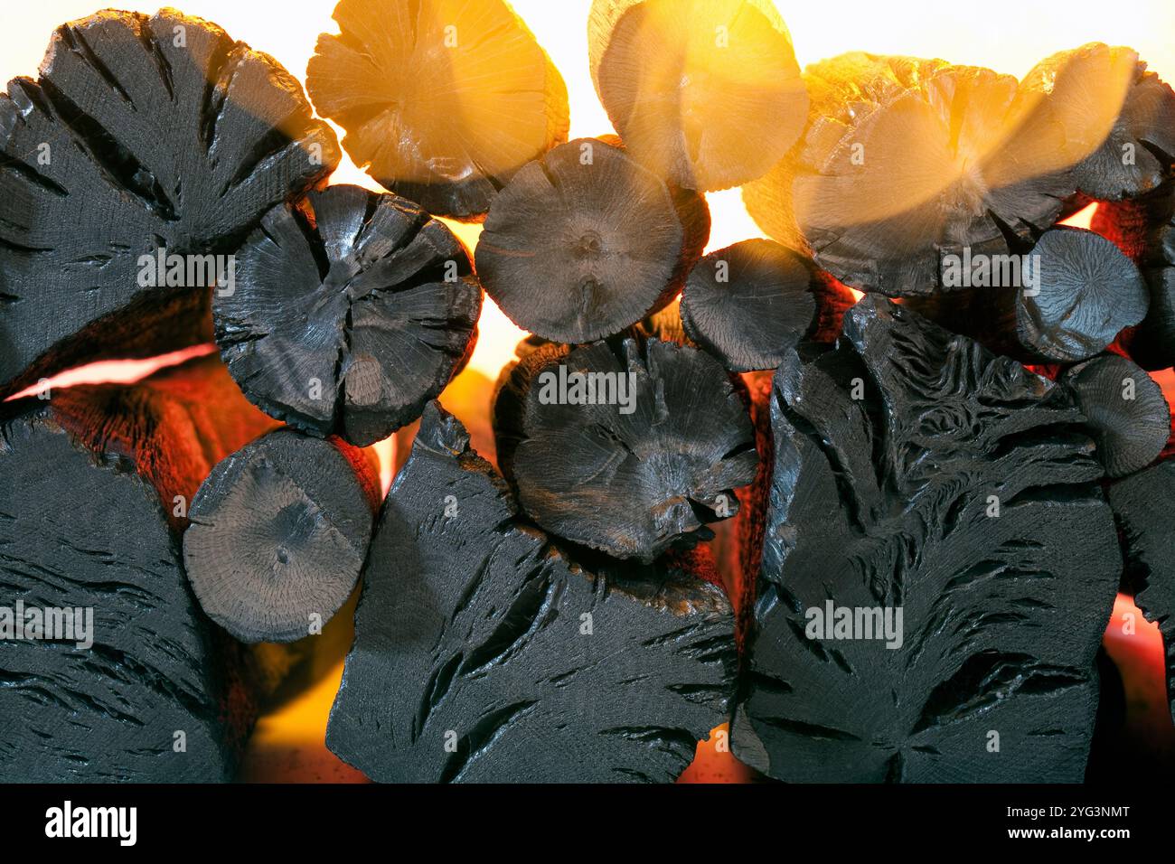 Binchotan ignition scene Stock Photo