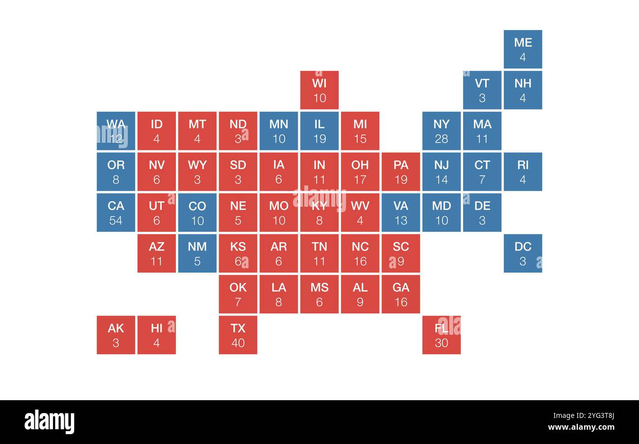 Map of 2024 United States presidential - Map Of 2024 United States Presidential Election Results Per State 2YG3T8J 