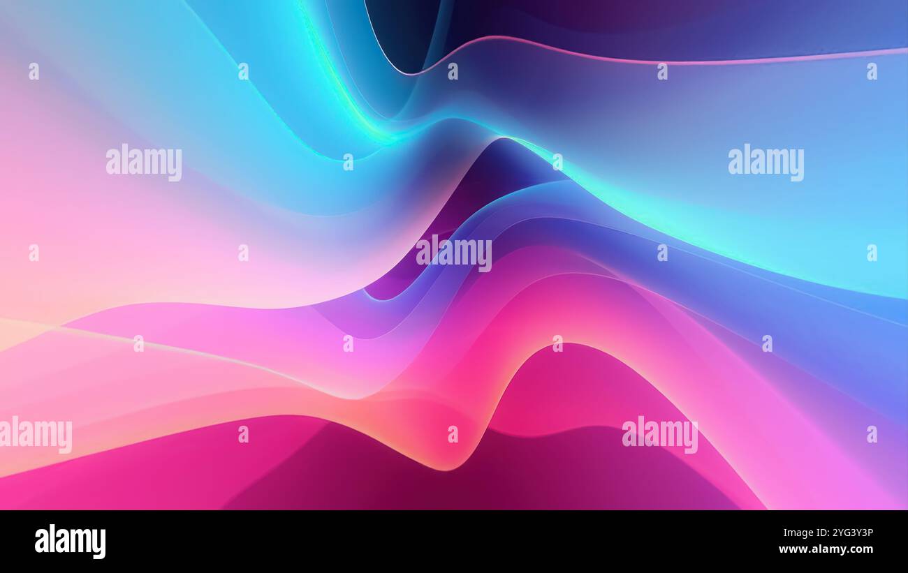 Illustration of an abstract background with neon pink purple blue wavy ...