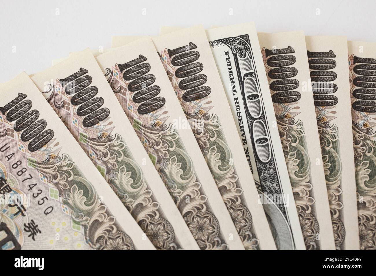 100 dollar notes and 10,000 yen notes Stock Photo - Alamy