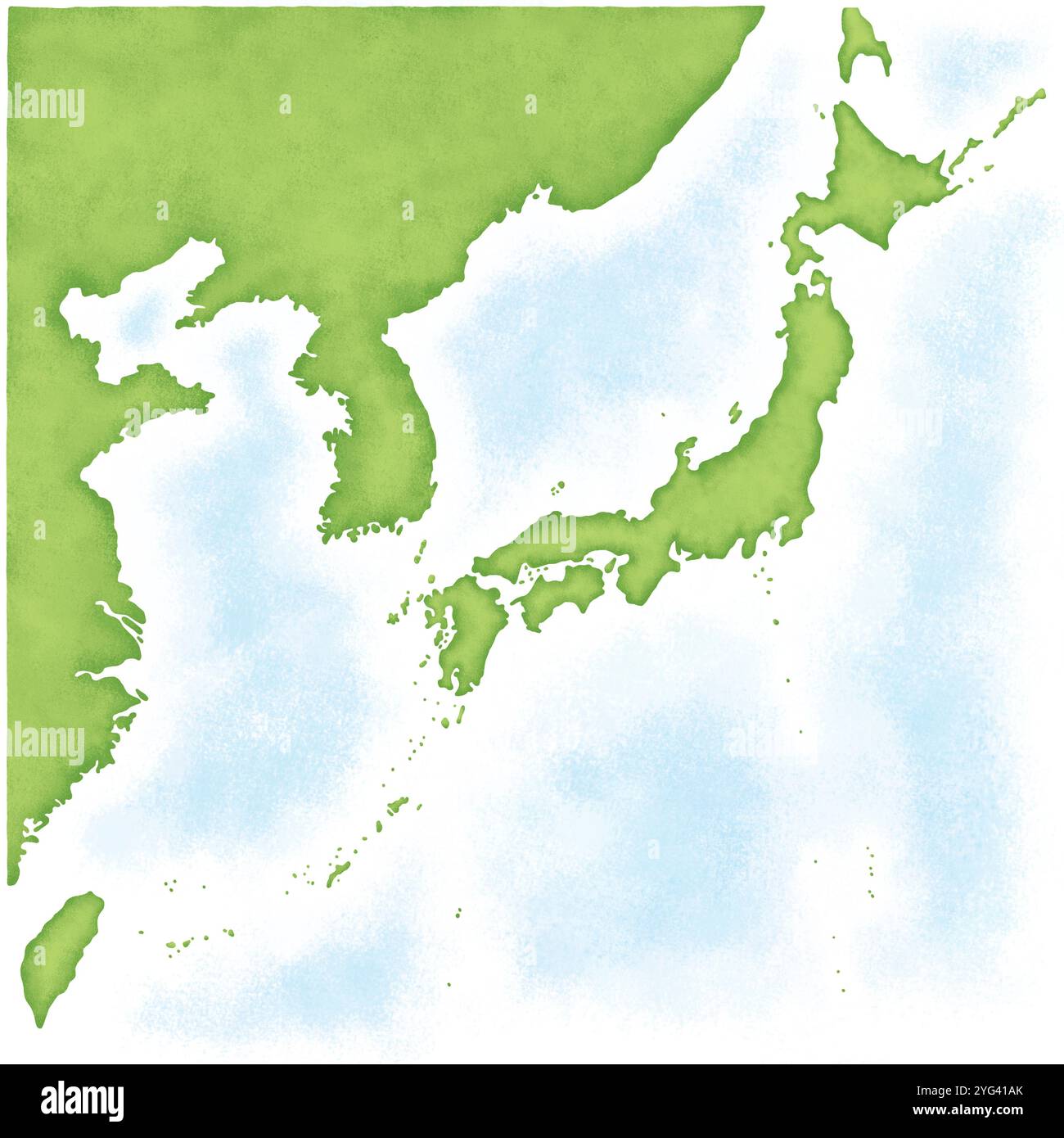 Map of Japan with South Korea, North Korea, Taiwan and China Stock Photo