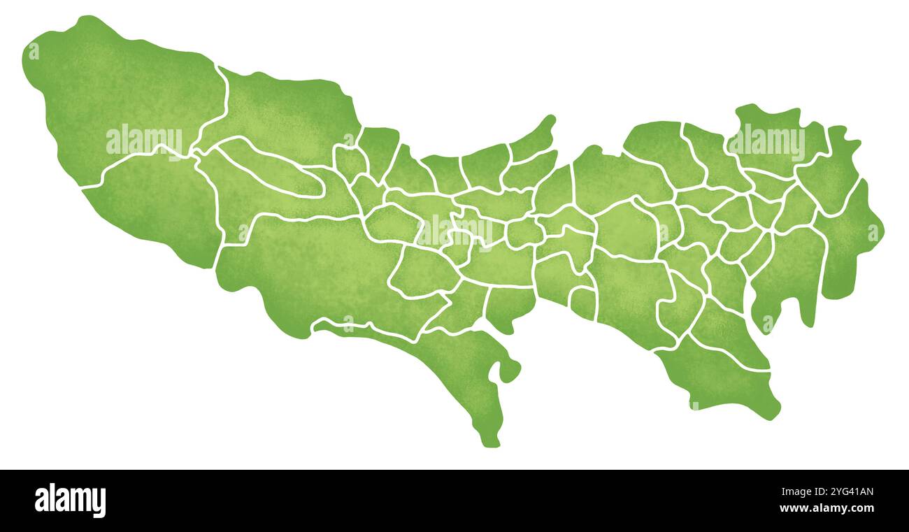 Map of Tokyo with boundaries Stock Photo - Alamy