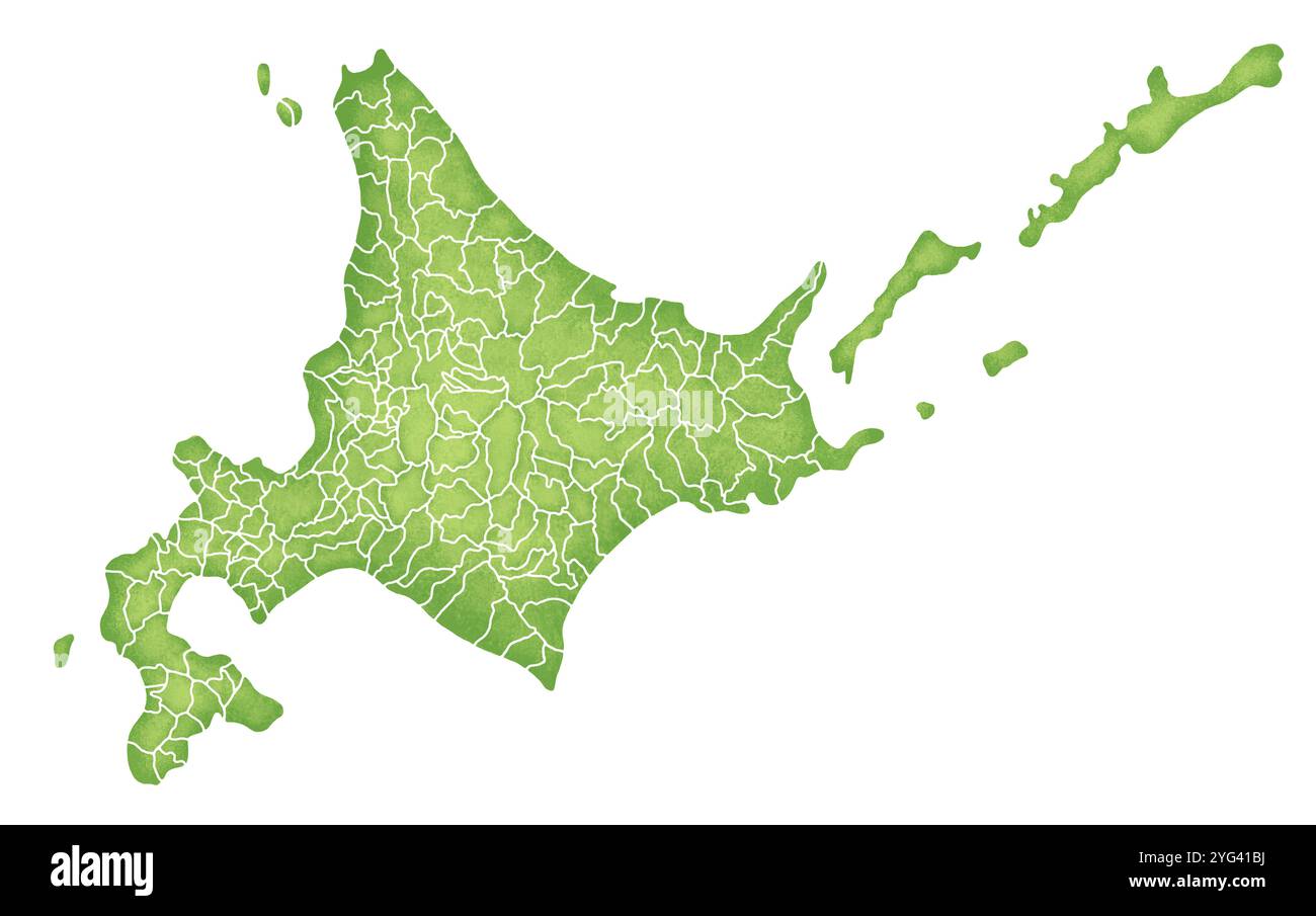 Map Of Hokkaido Hi Res Stock Photography And Images Alamy Map Of Hokkaido With Boundaries 2YG41BJ