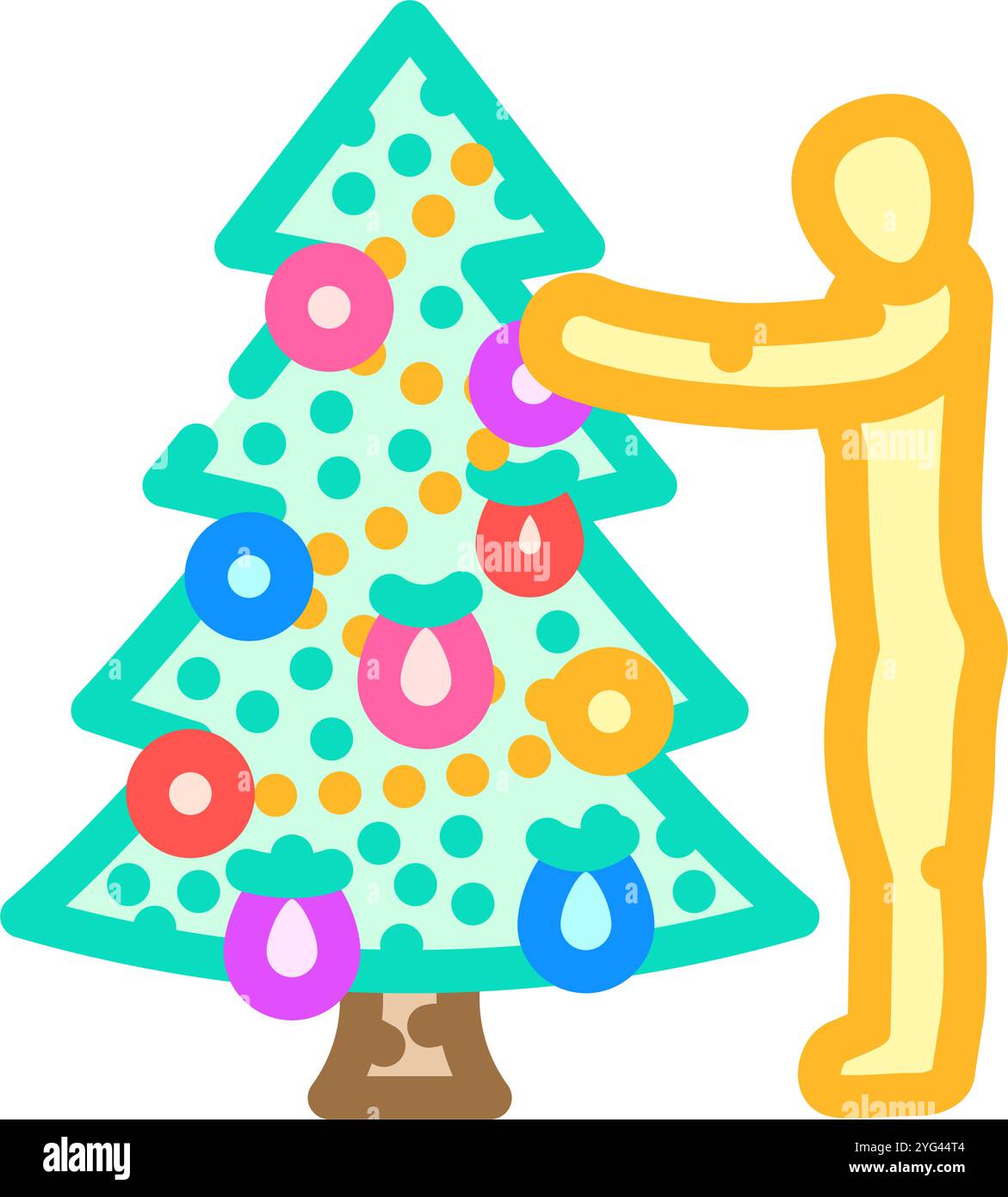 decorating the christmas tree color icon vector illustration Stock