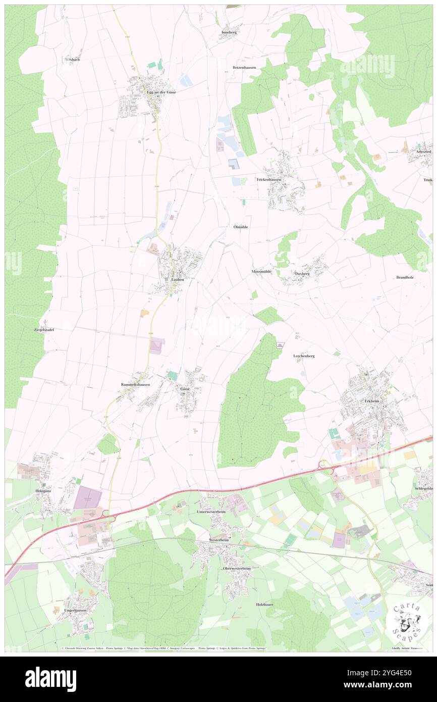 Westliche Gunz, DE, Germany, Bavaria, N 48 2' 59'', N 10 18' 0'', map, Cartascapes Map published in 2024. Explore Cartascapes, a map revealing Earth's diverse landscapes, cultures, and ecosystems. Journey through time and space, discovering the interconnectedness of our planet's past, present, and future. Stock Photo