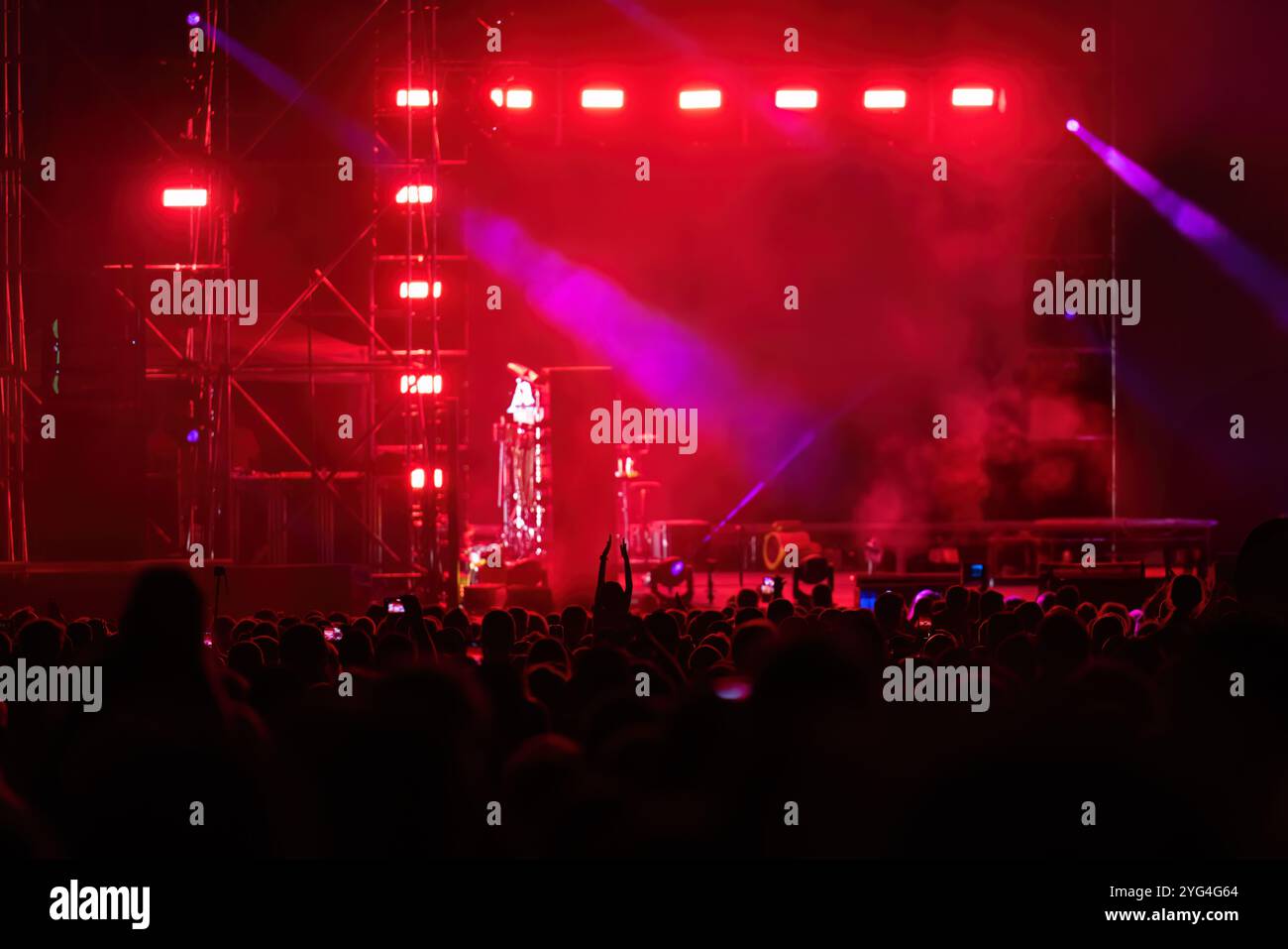 Stage lights as defocus bokeh background at a music concert Stock Photo