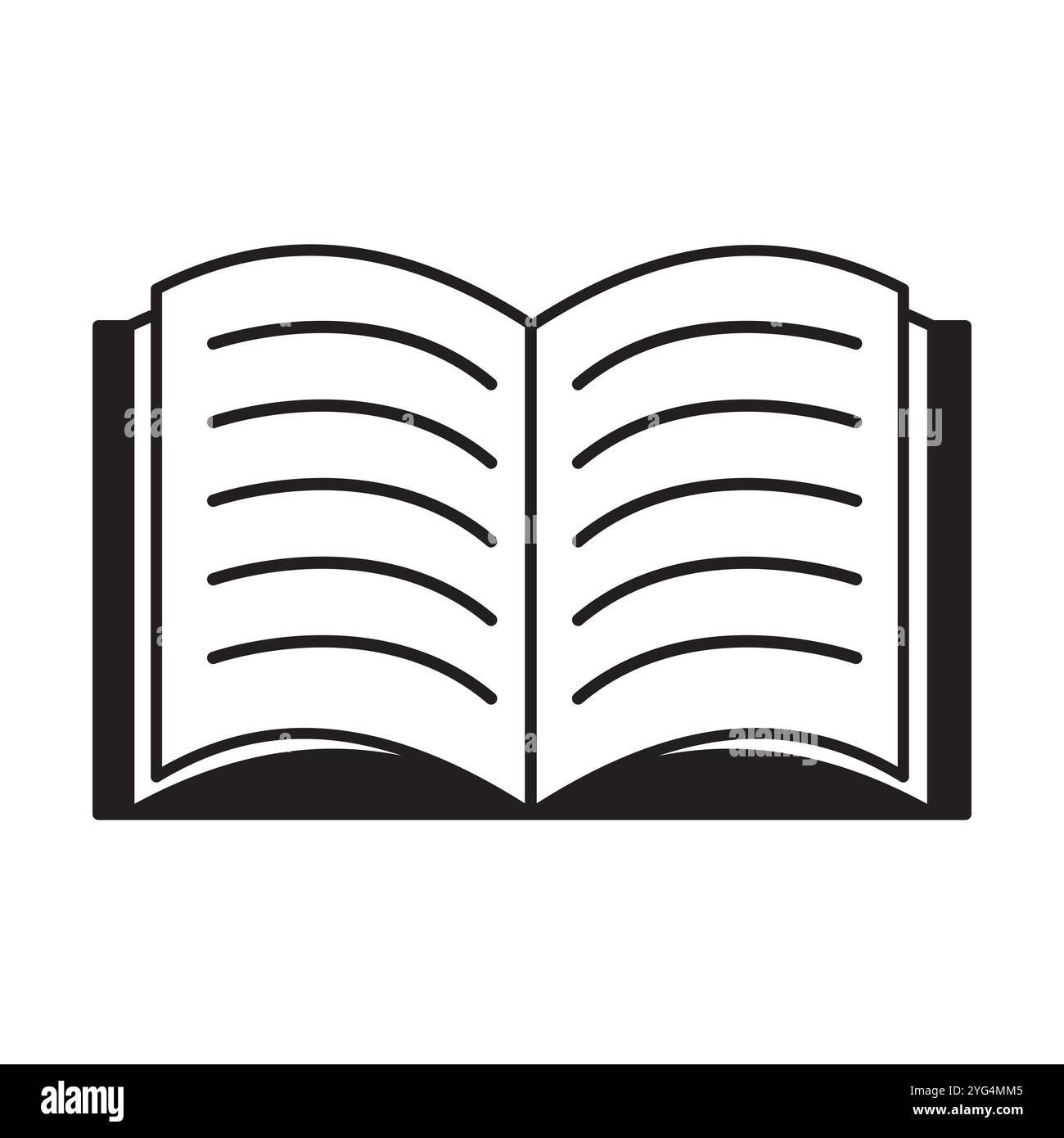Notebook icon. Lined pages graphic. Open book symbol. Vector element. Stock Vector