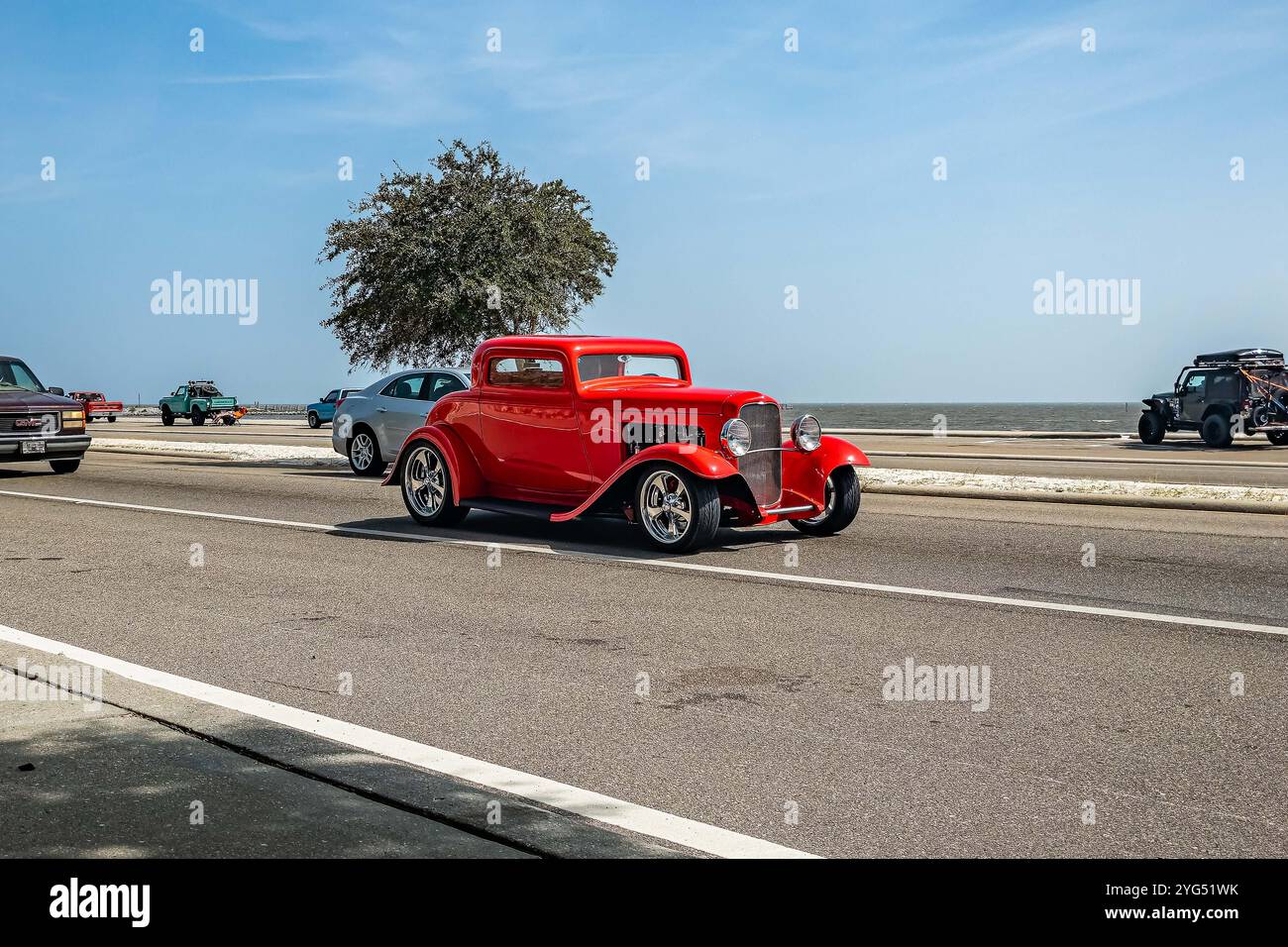Gulfport, MS - October 04, 2023: Wide angle front corner view of a 1932 ...