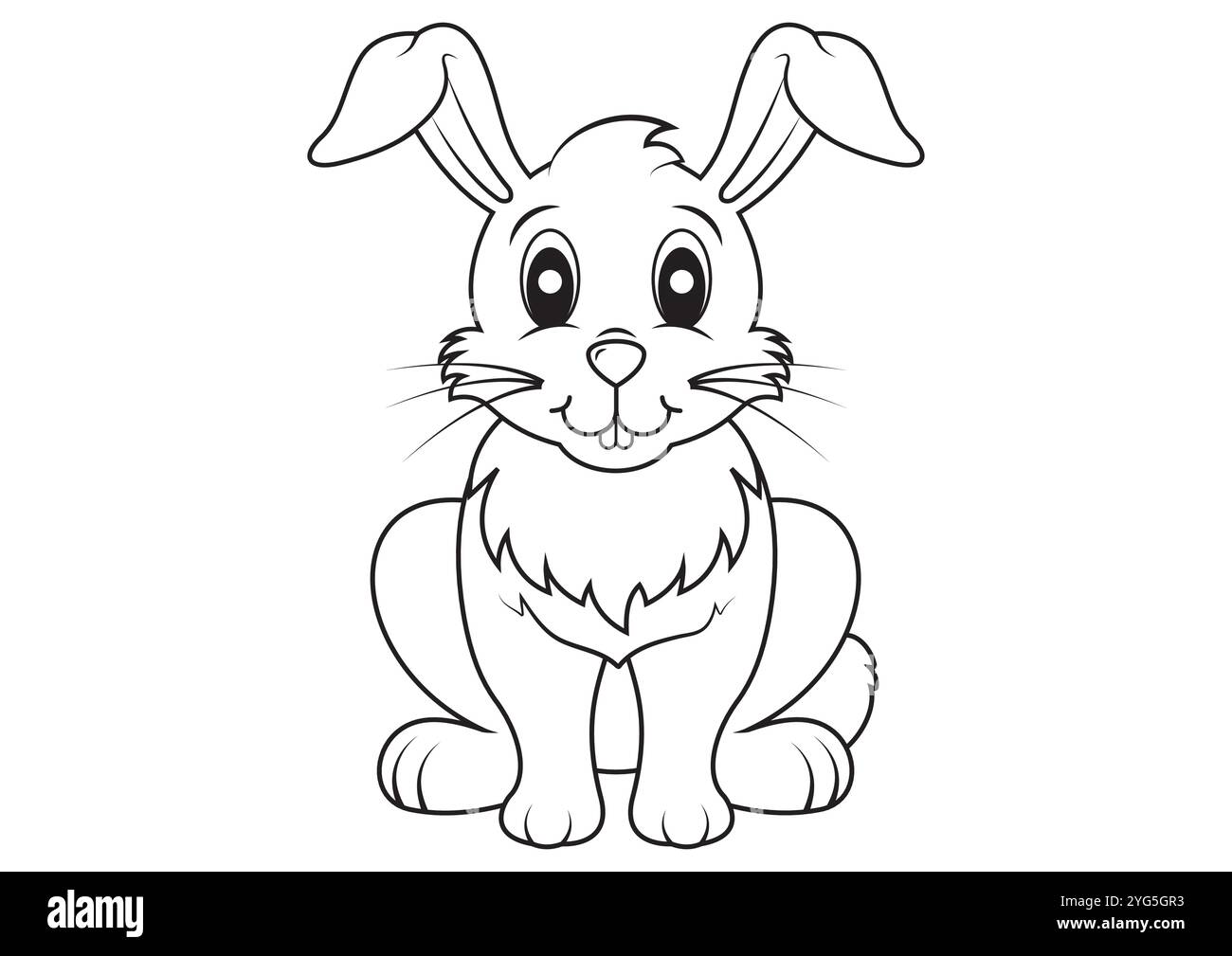 Black and White Cartoon Rabbit Vector Flat Designs, Ideal for Coloring ...