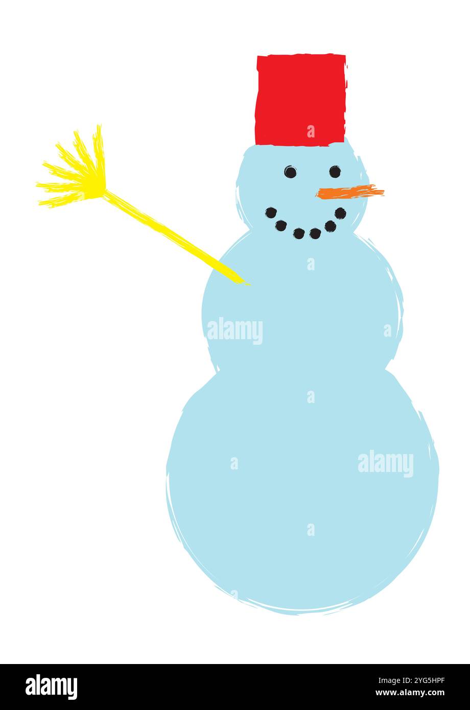 Painted Snowman Vector Flat Design Isolated on White Background Stock Vector