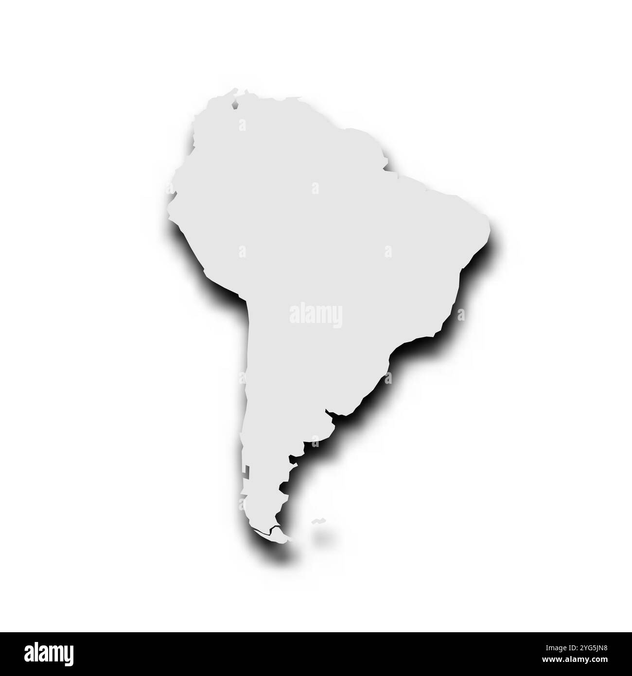 Silhouette map of South America continent. Grey vector map with dropped ...