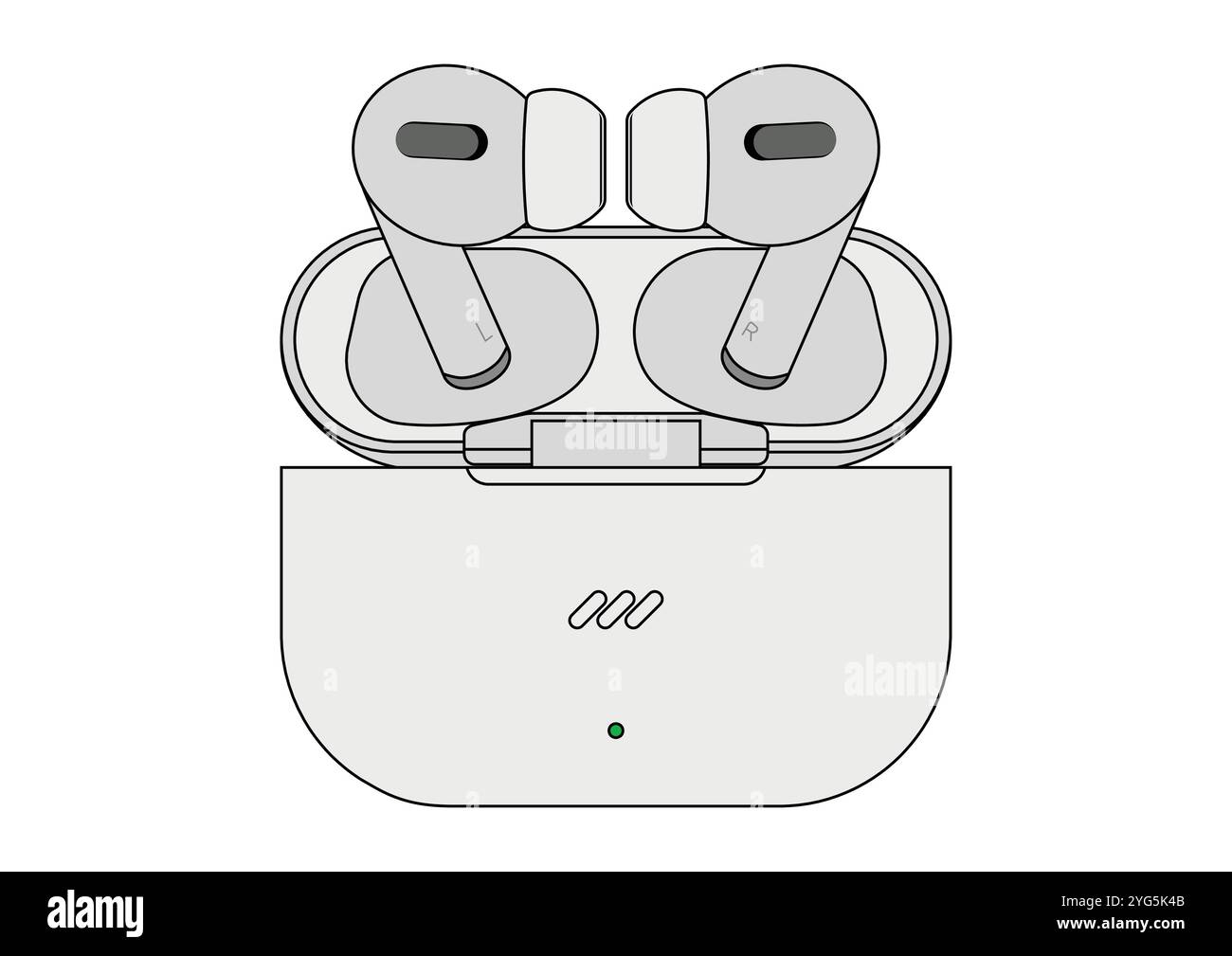 Wireless headphones with charging case vector flat design isolated on white background Stock Vector