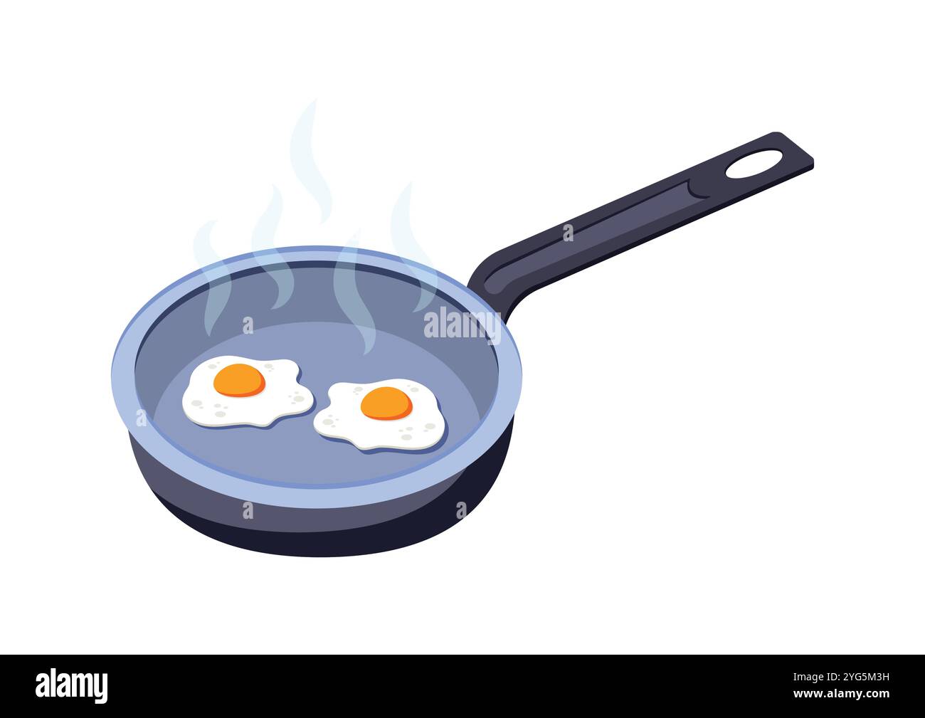 Two  fried eggs in a pan vector flat design isolated on white background Stock Vector