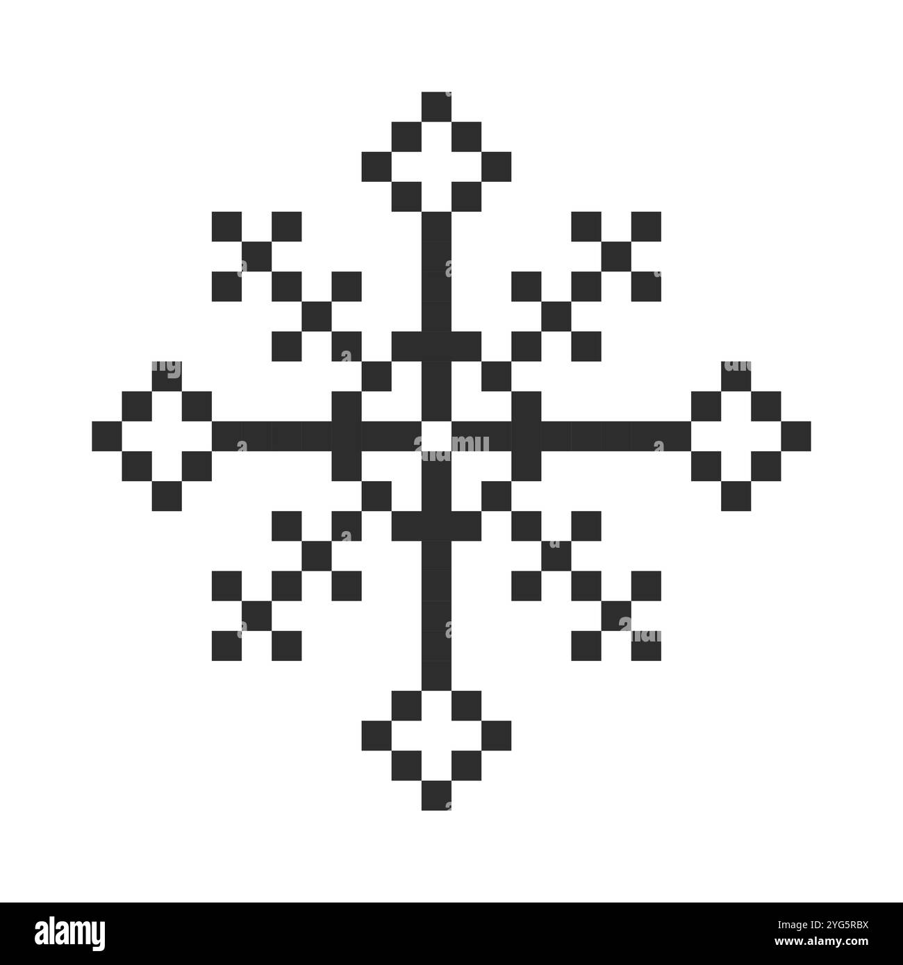 Pixel snowflake winter retro pixilated 8 bit game stamp. Holiday flake ...