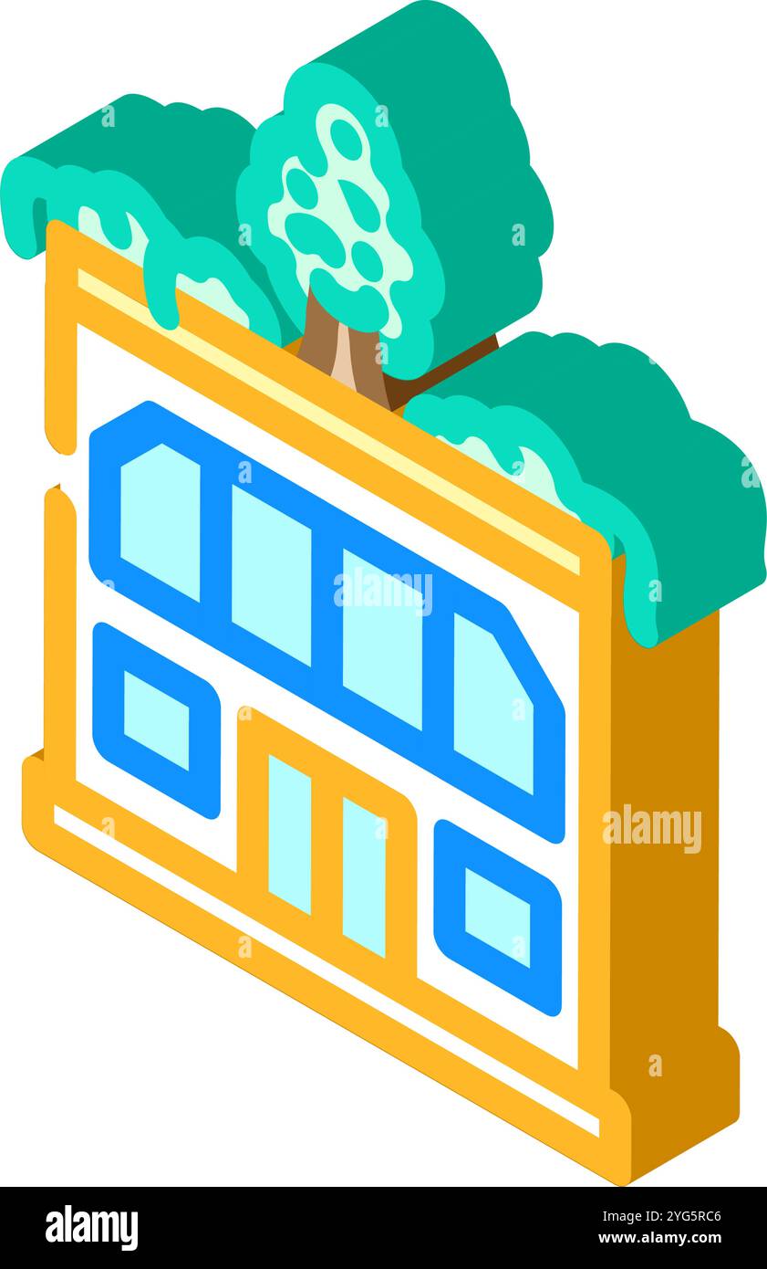 roof green building isometric icon vector illustration Stock Vector ...