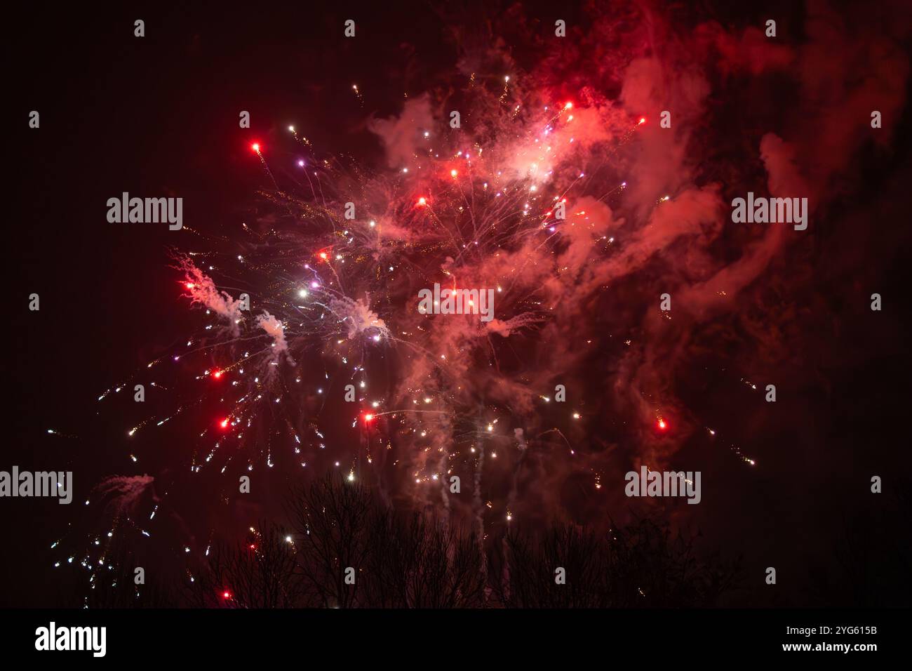 Firework Display on Bonfire night 5th November 2024 in north west England UK Stock Photo