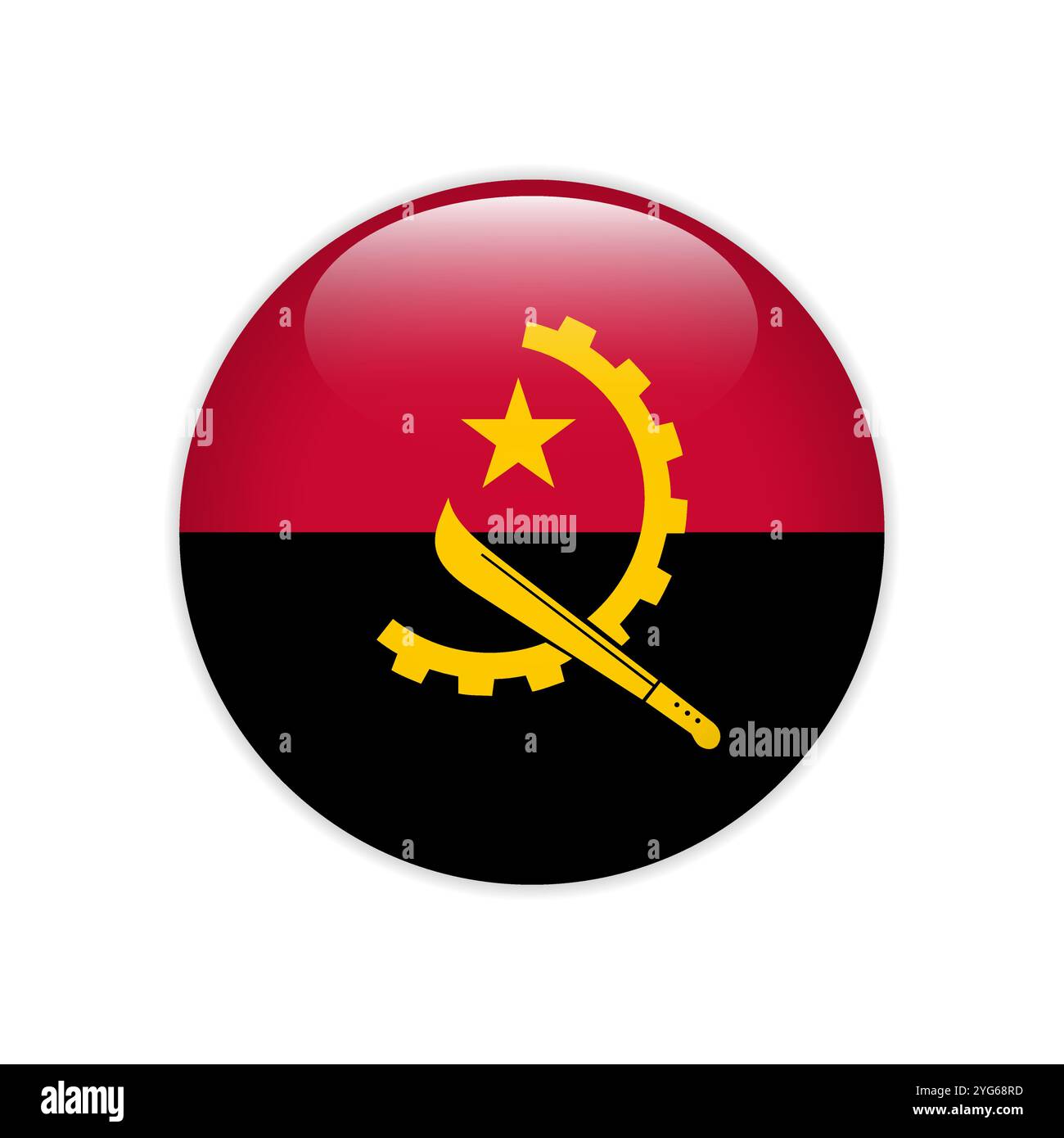 Angola flag on button Stock Vector