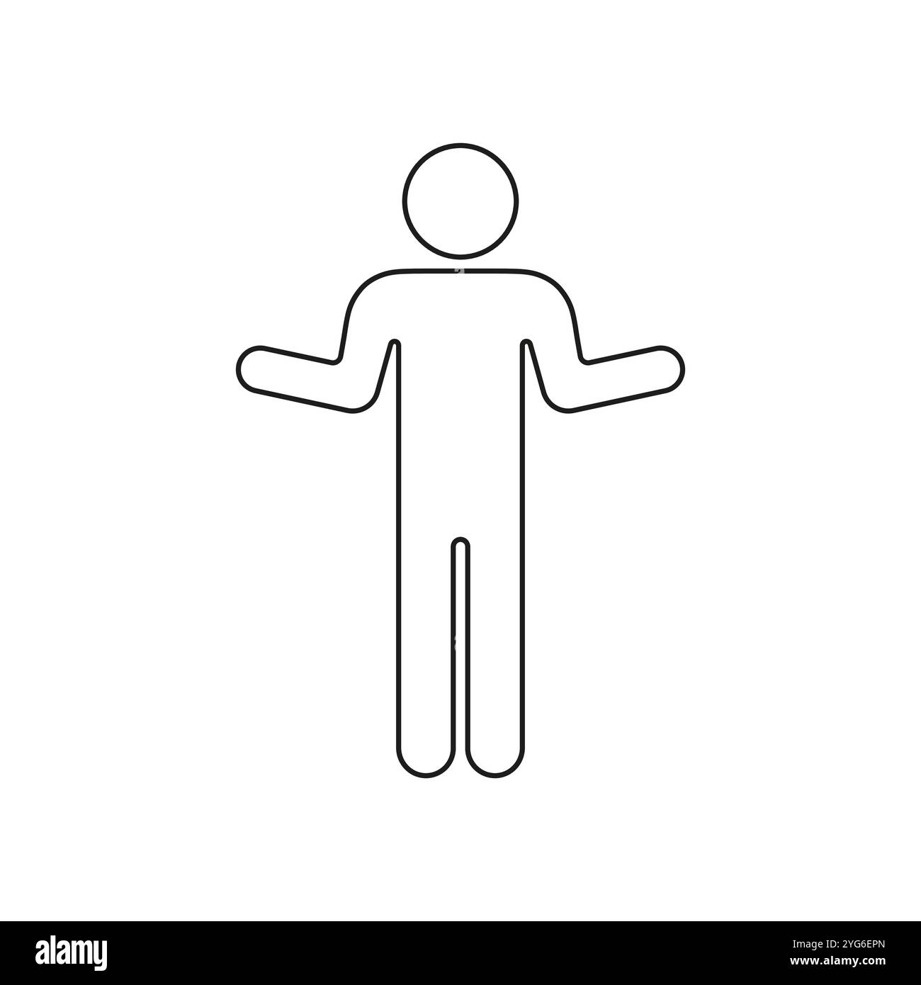 Shrugging Person Outline Symbol, Gesture of Doubt and Uncertainty. Simple Human Figure Line Icon. Editable Stroke. Isolated Vector Illustration Stock Vector