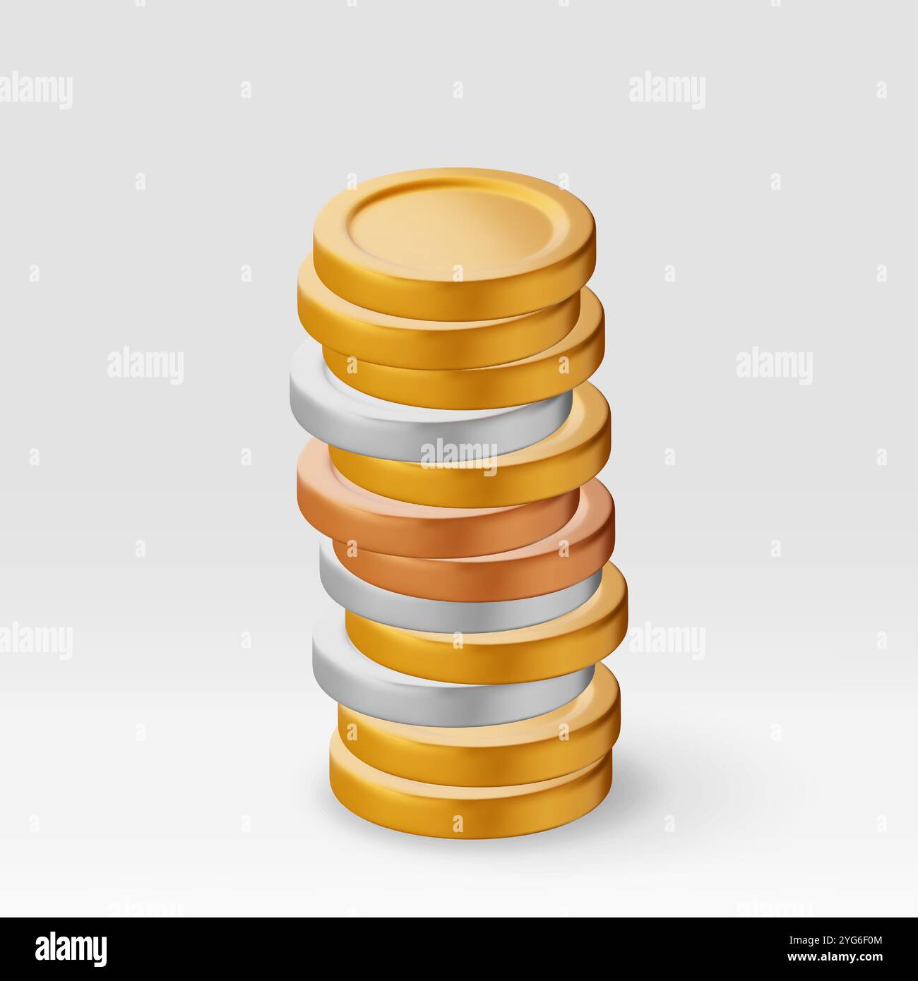 3D stack of gold, silver and bronze coins Stock Vector Image & Art - Alamy