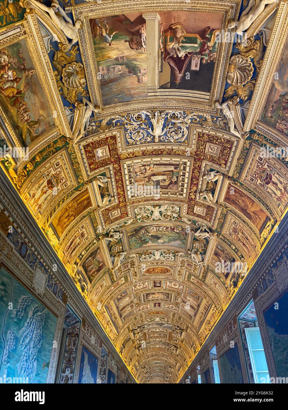 Vatican Gallery of Maps ceiling - Smartphone Captured Stock Image