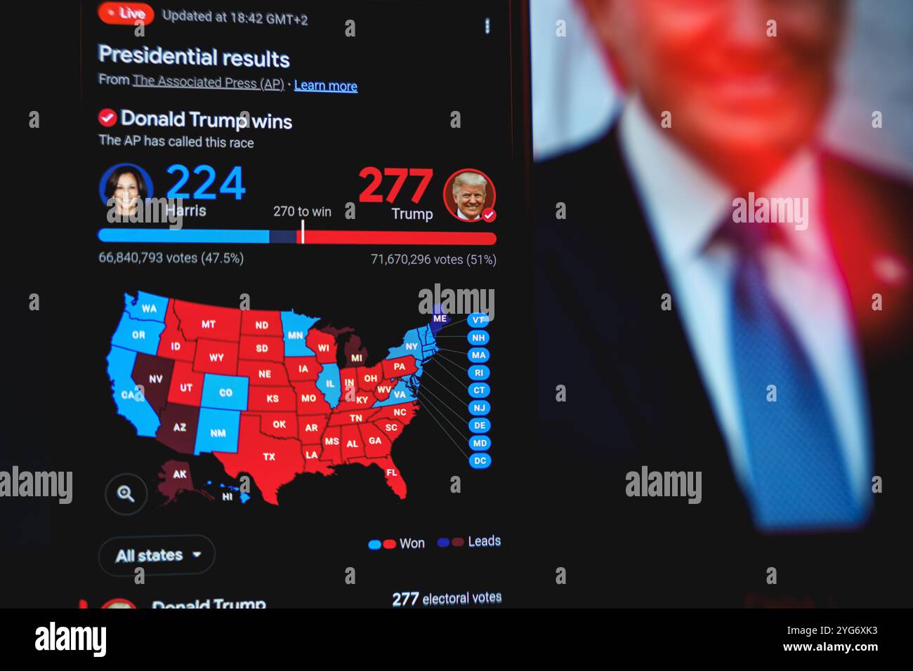 Donald Trump win in US president elections 2024. Washington DC, United