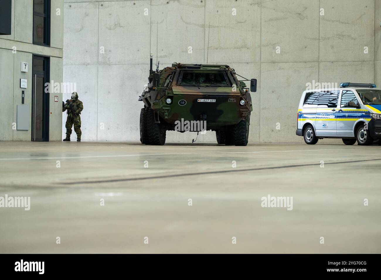 06 November 2024, Bavaria, Würzburg: A Fuchs armored transport vehicle ...