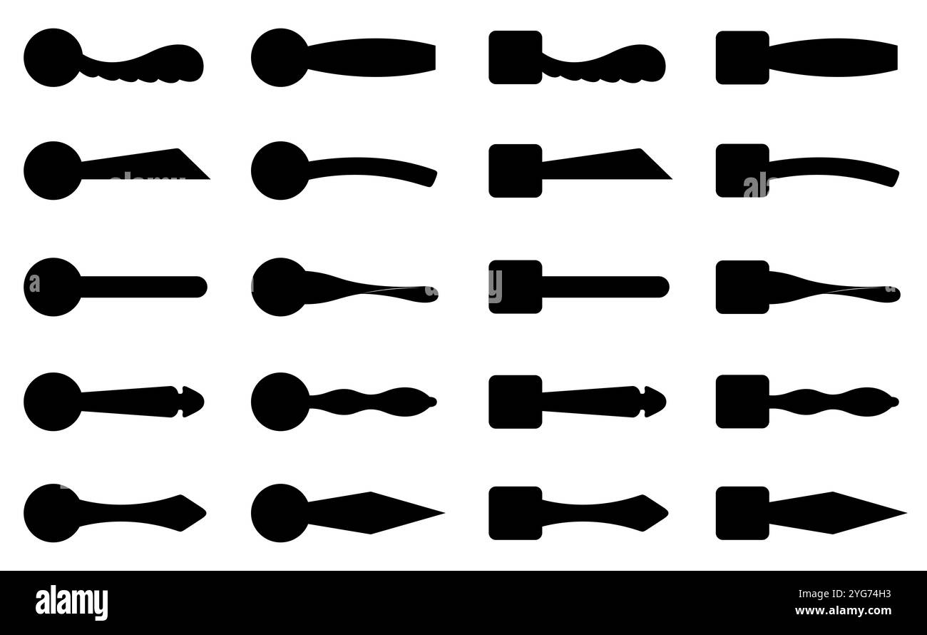 Different door knobs illustration isolated on