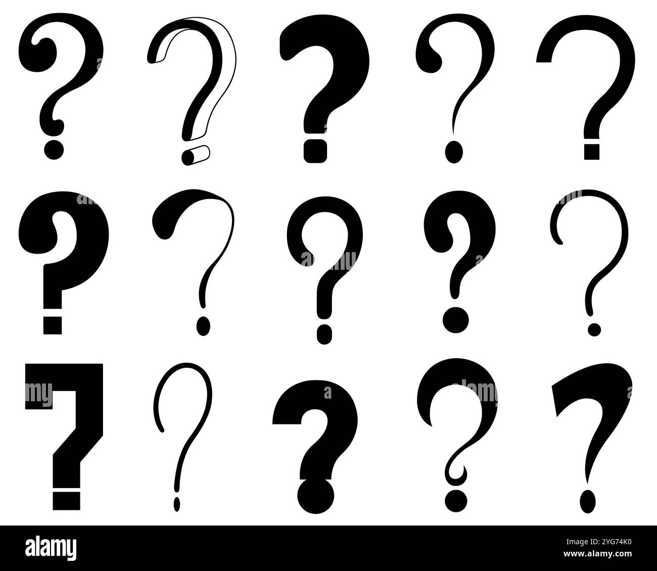 Collection of different question mark signs isolated on white Stock ...
