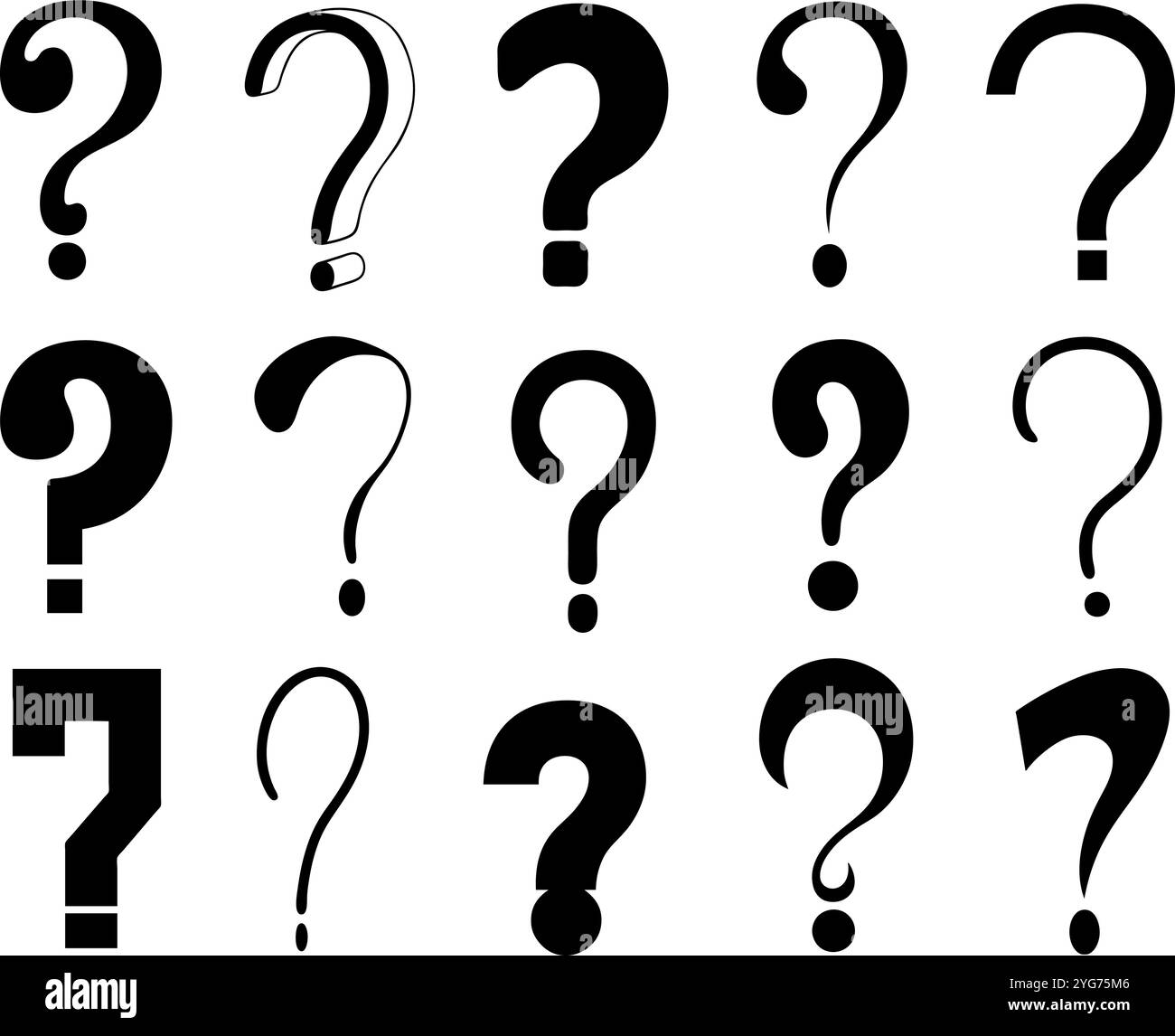 Collection of different question mark signs isolated on white Stock ...