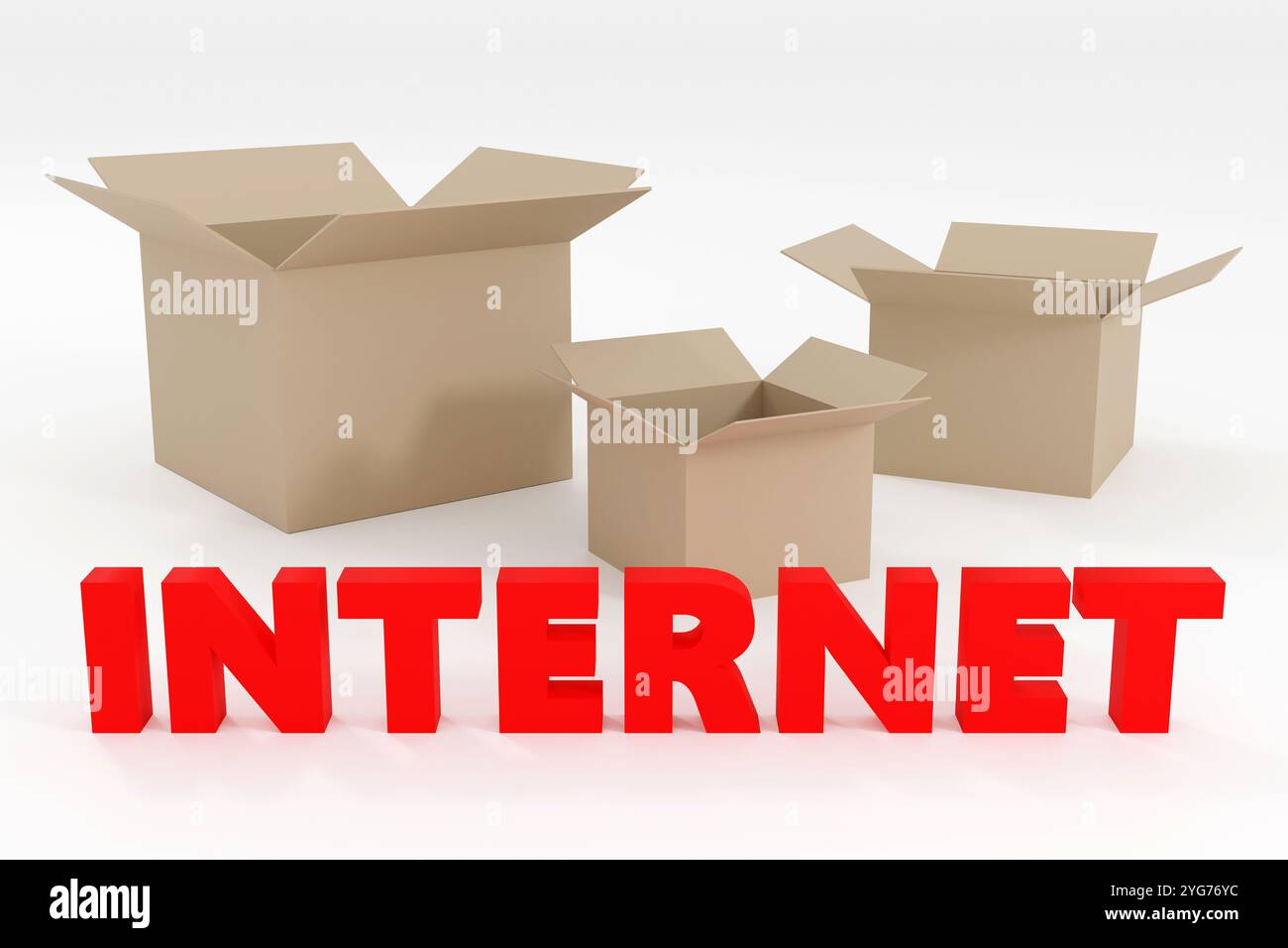 Grey Internet Box 3d red sign Internet with little boxes on grey background. Sales ...