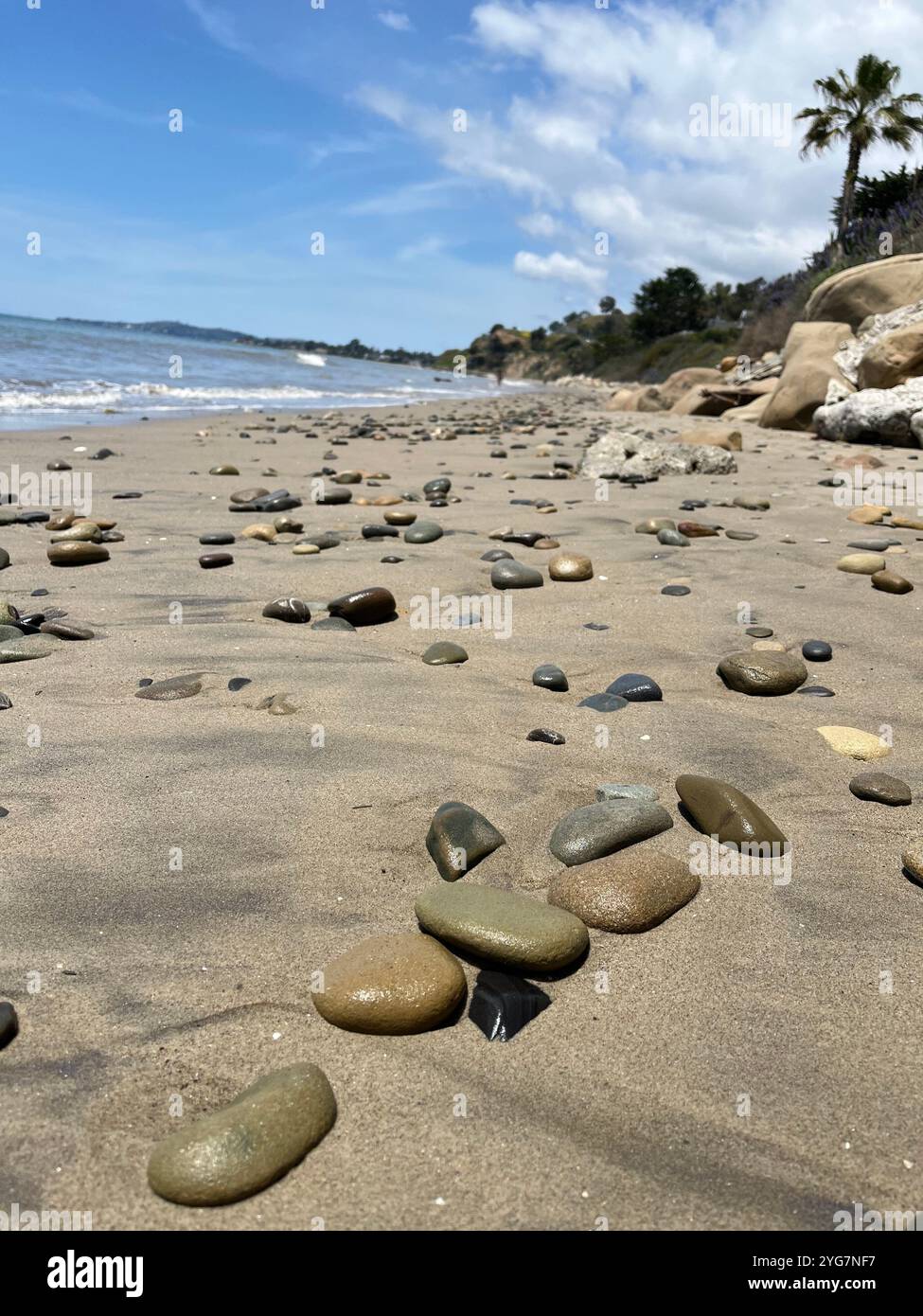 Rocky beach in sunny Santa Barbara - Smartphone Captured Stock Image