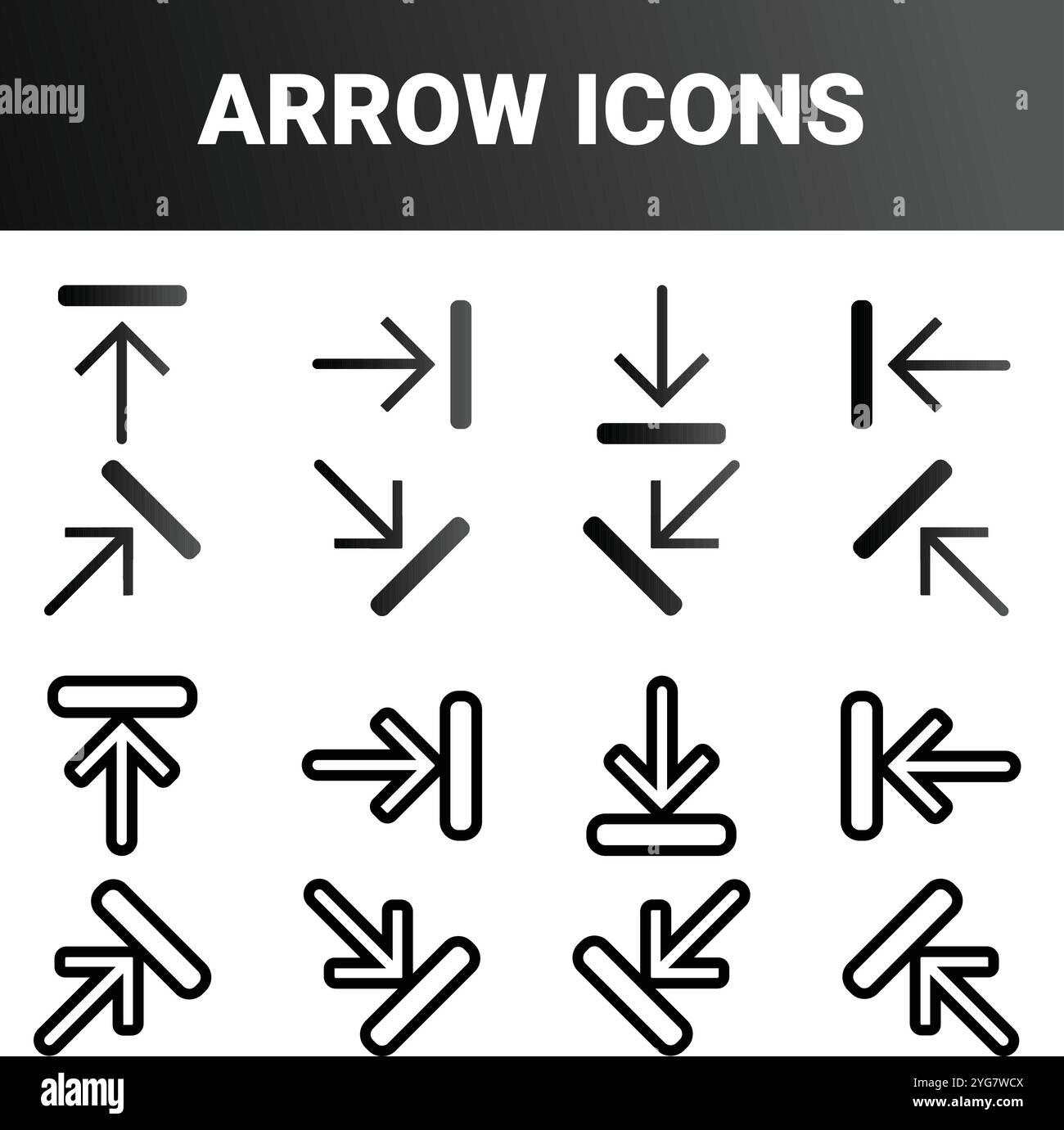 Simple minimalist directional arrow sign mark icons set design vector ...