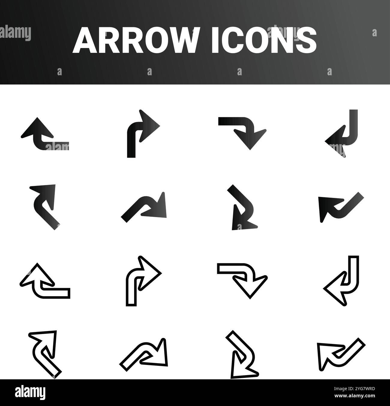 Simple minimalist directional arrow sign mark icons set design vector ...