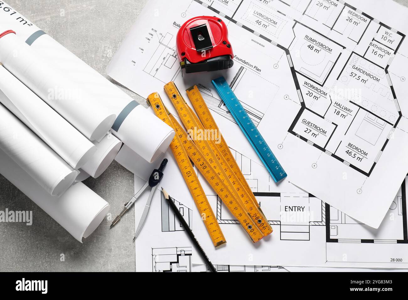 Different engineering drawings tools hi-res stock photography and ...