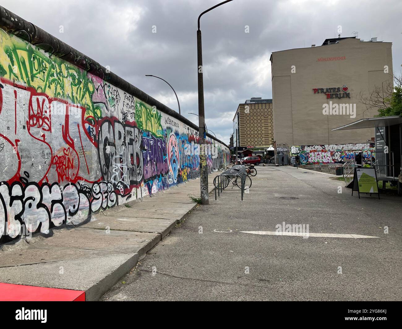 The East Side Gallery, an open air gallery on the longest remaining section of the Berlin Wall. Berlin, Germany. 4th October 2023. - Smartphone Captured Stock Image