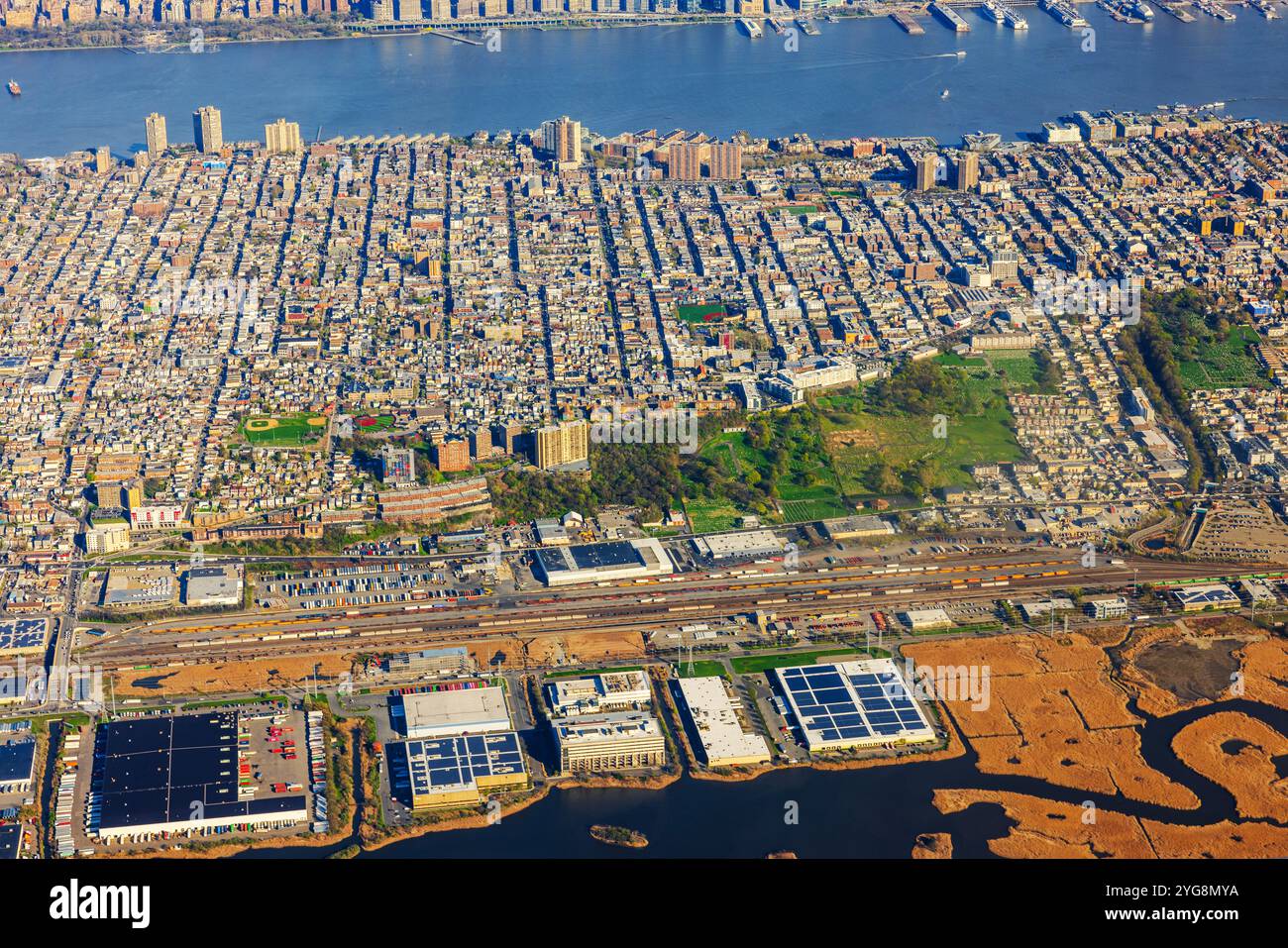 Nj Uez Map View Aerial view of urban area in New Jersey near the Hudson River ...