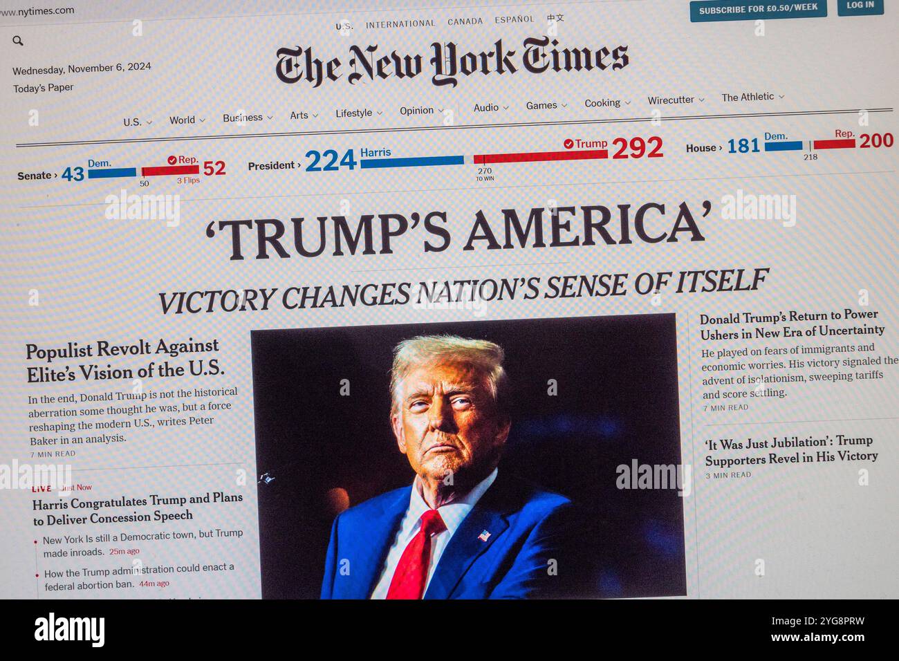 "Trumps America": The New York Times website reacting to the news that ...
