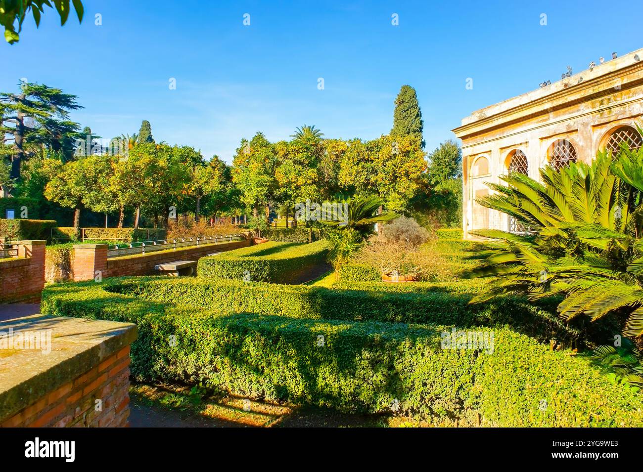The scenic small garden at Rain Nymphaeum building on Palatine Hill ...