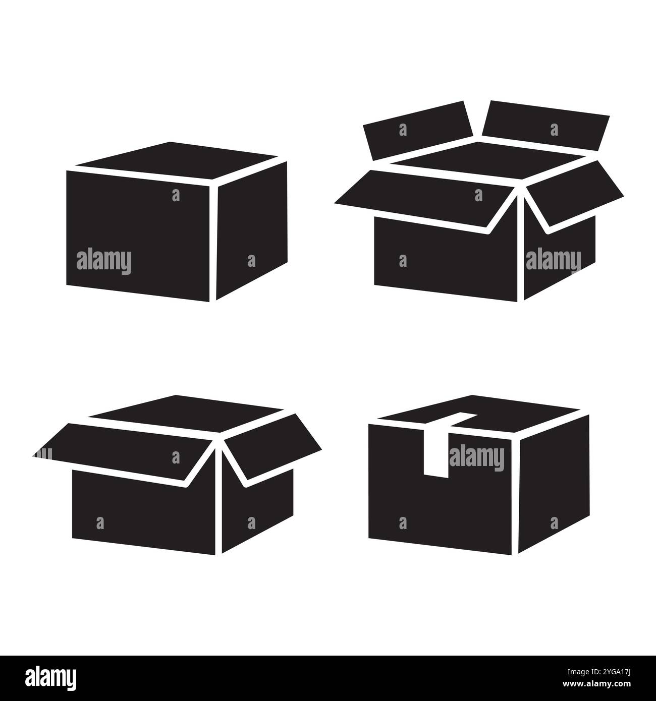 Box icon set. Open and closed boxes. Packaging symbols. Vector ...