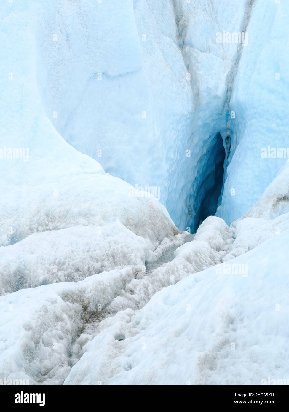 Drainage system on the surface of the ice sheet. Brown sediment on the ...