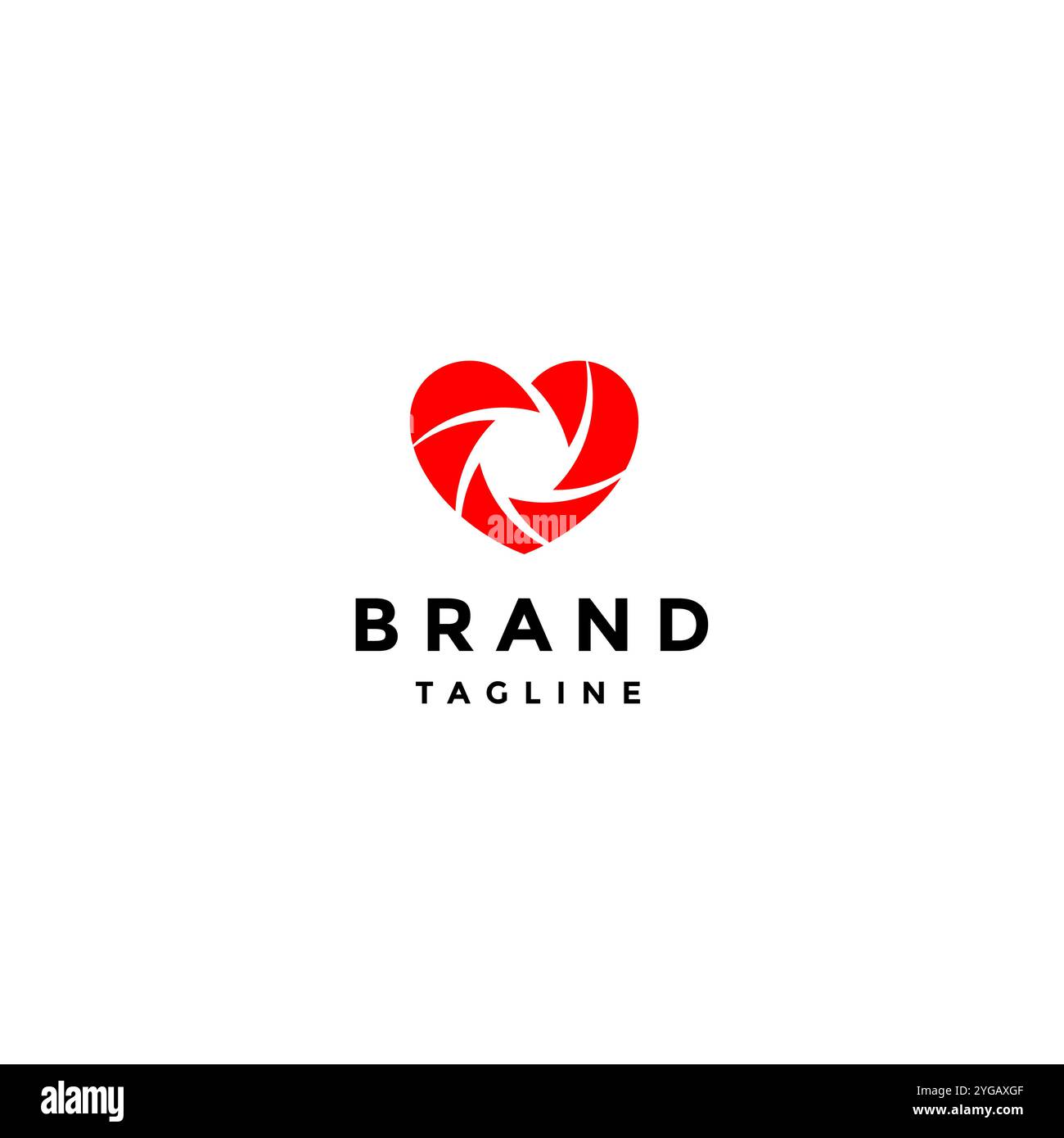 Heart Symbol Shaped Camera Shutter Logo Design. Camera Shutter Inside Heart Symbol Design. Stock Vector