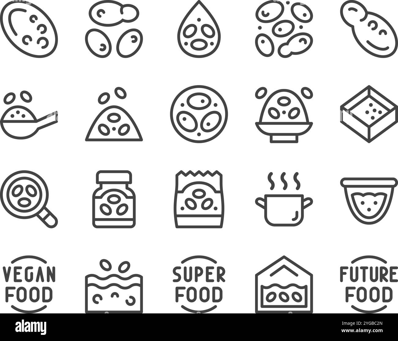 wolffia globosa line icon set,vector and illustration Stock Vector