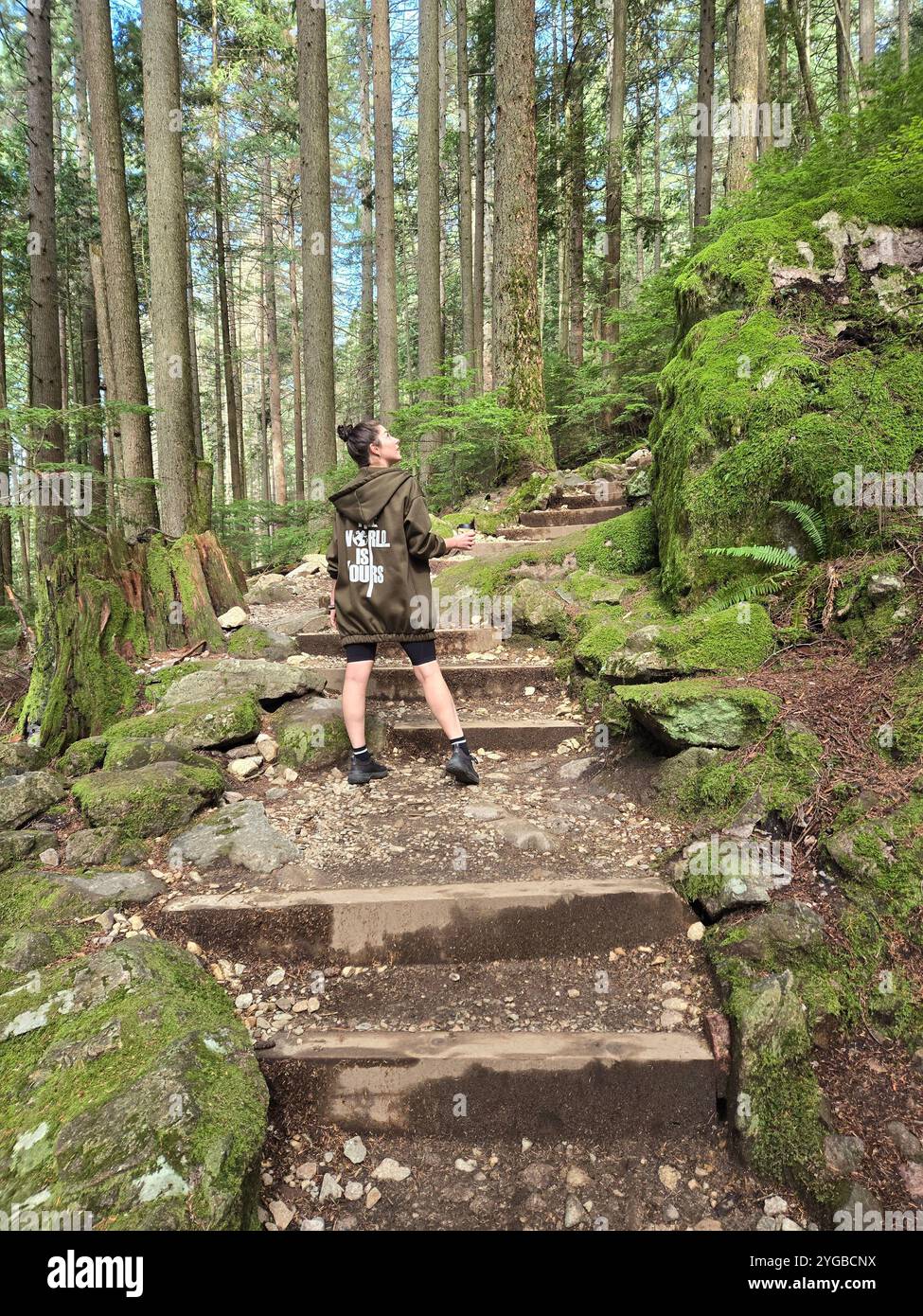 Spectacular hiking time around Canadian mountains - Smartphone Captured Stock Image