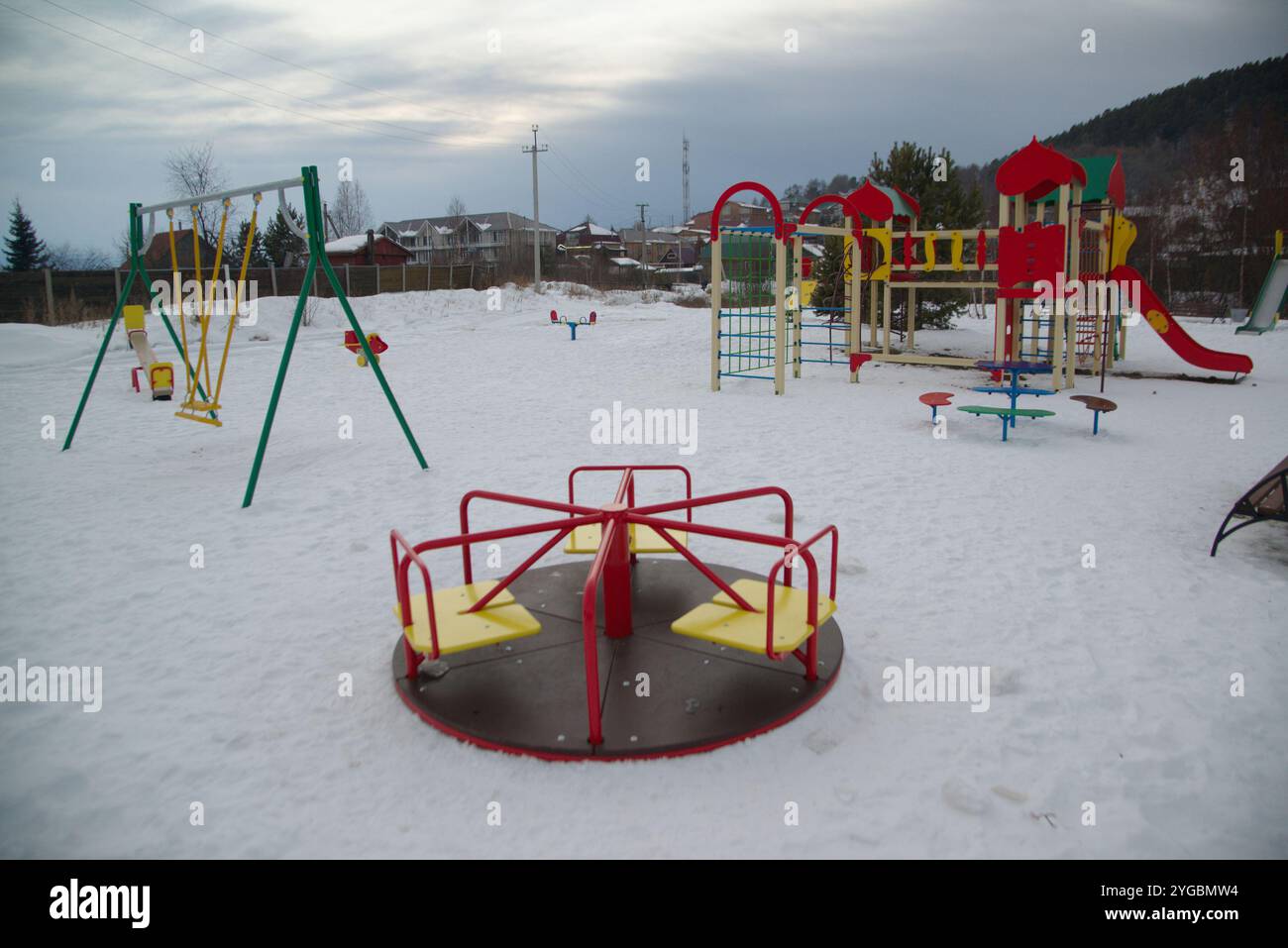 Playground that is densely covered with snow in winter Stock Photo - Alamy